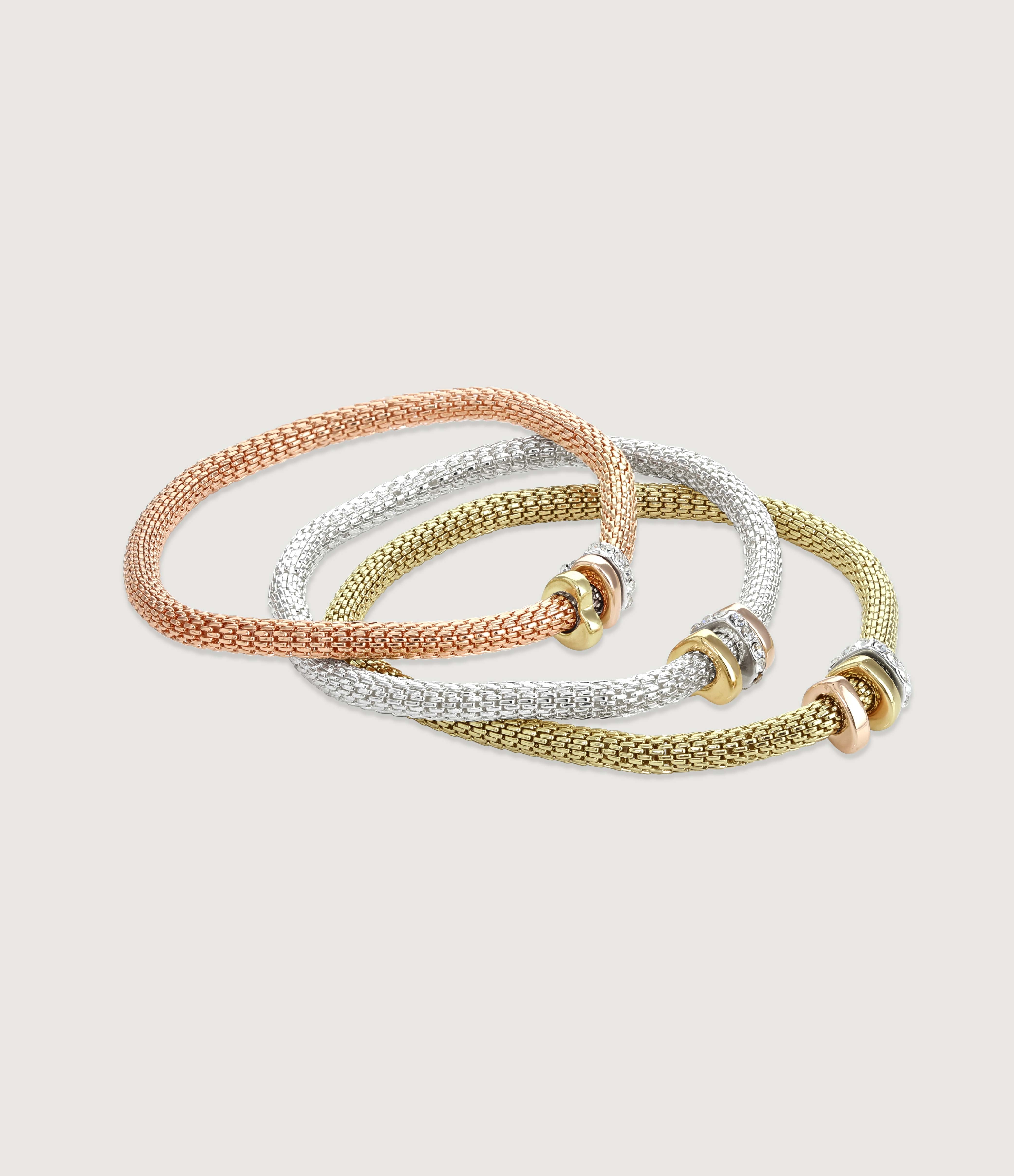 SET OF THREE BRACELETS WITH RONDELLES