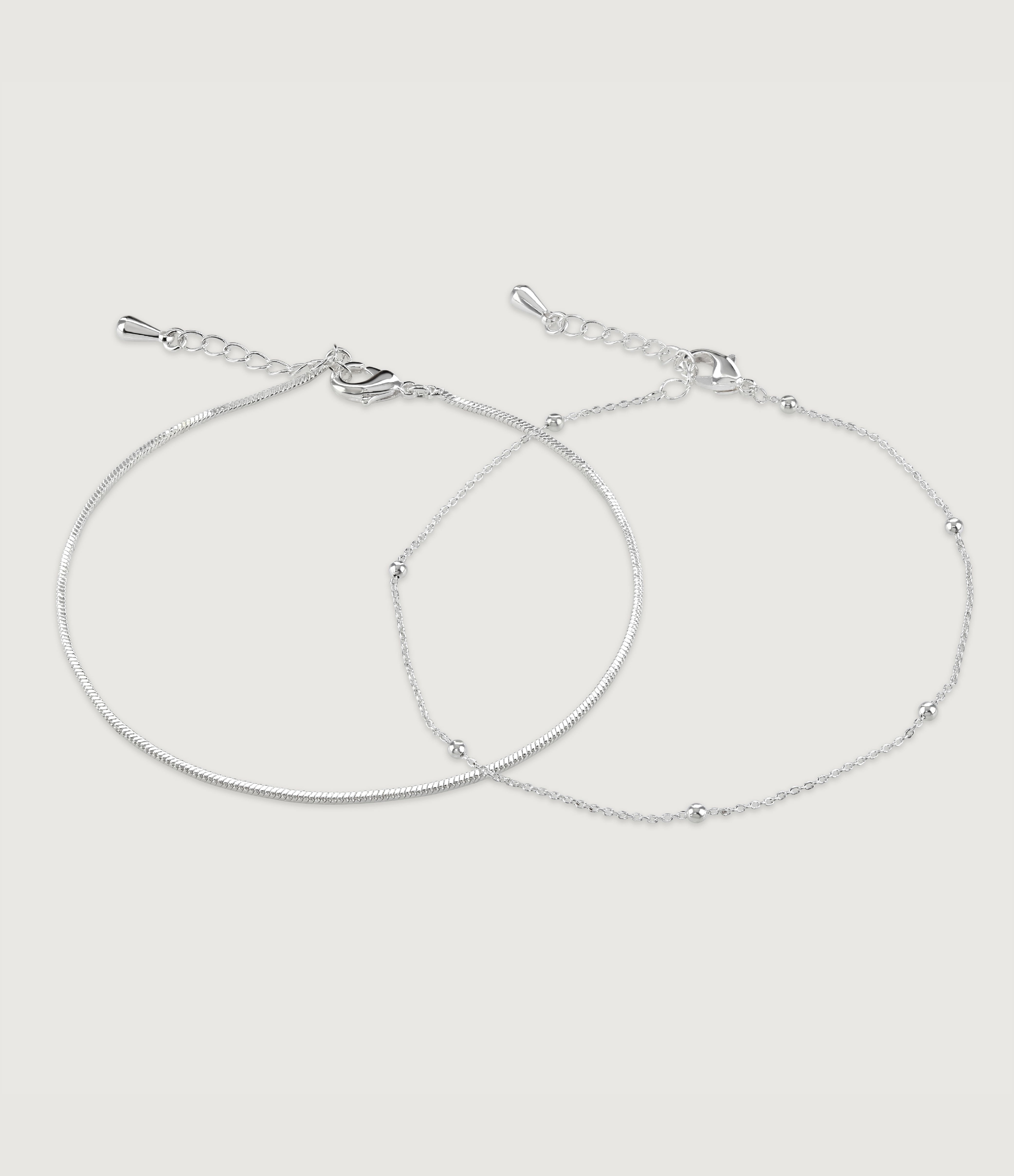 SET OF TWO CHAIN AND BEADED BRACELETS