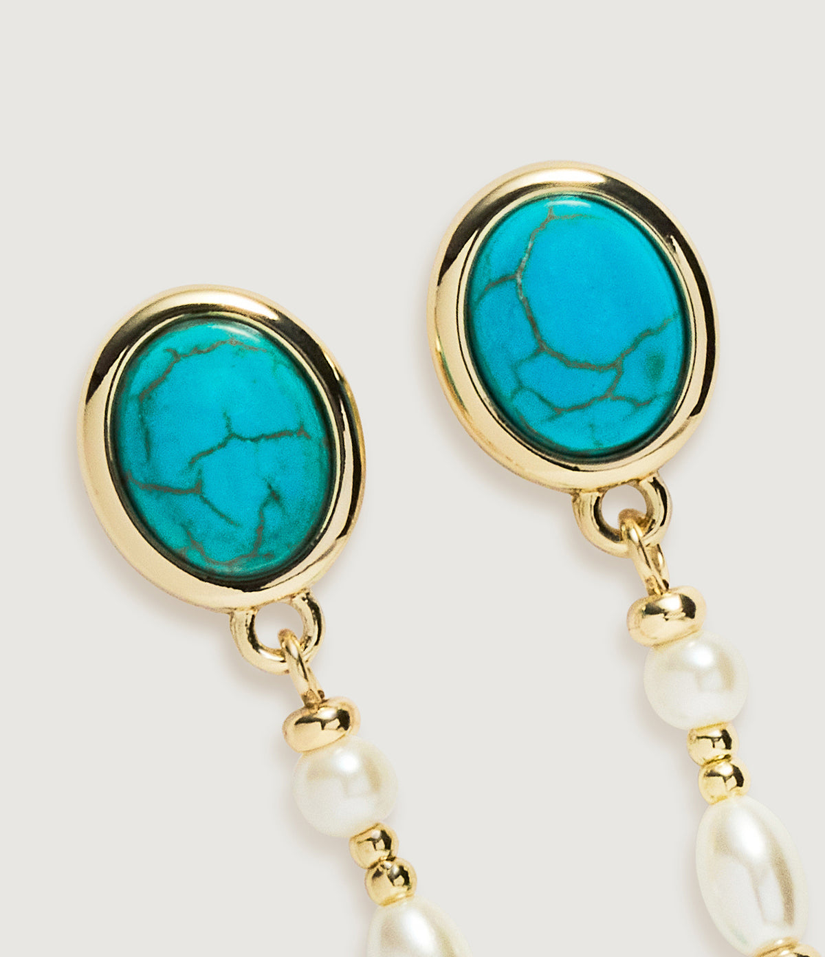 Turquoise & Pearl Drop Earrings