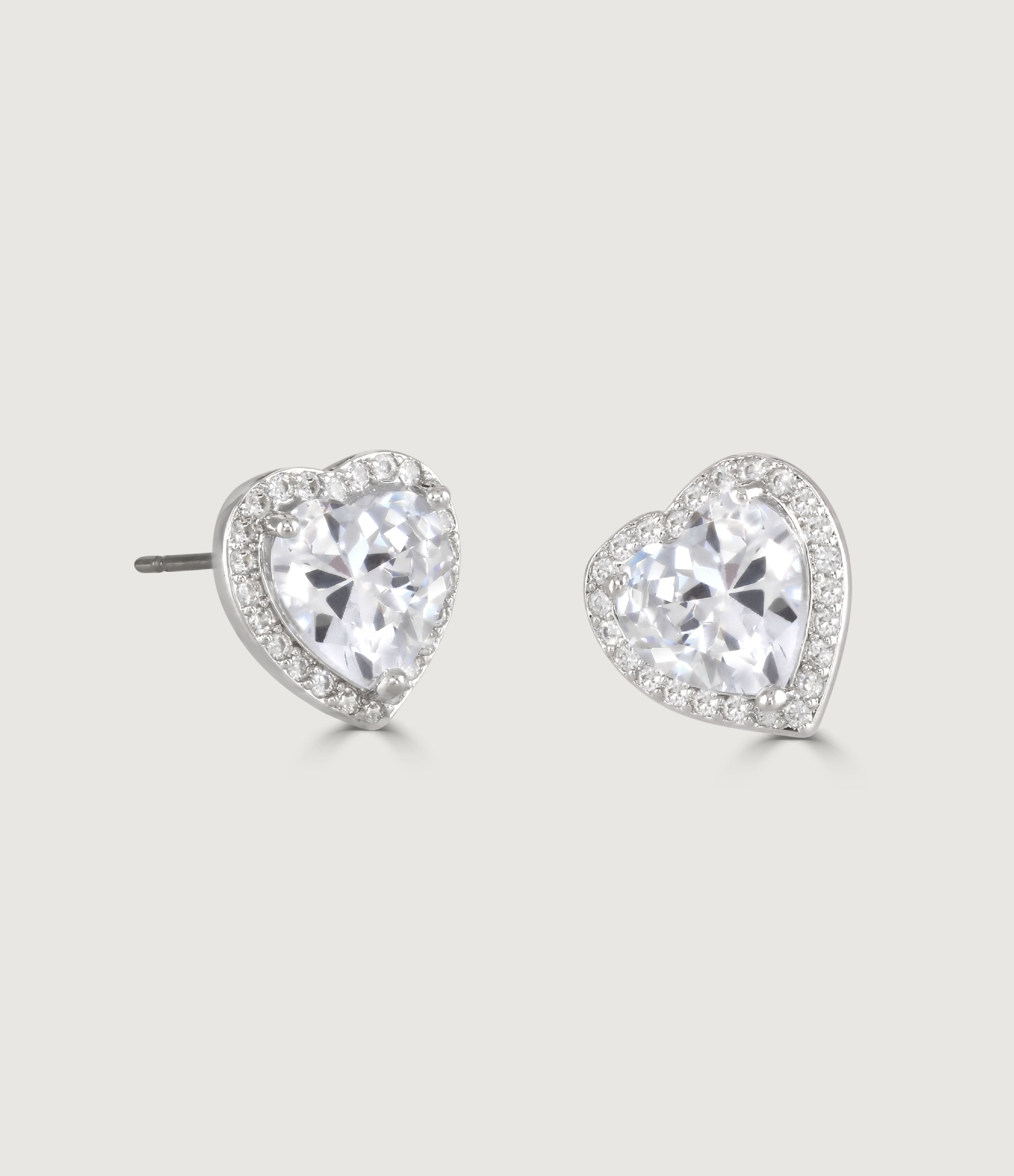 CLEAR SPARKLE HEART EARRINGS
