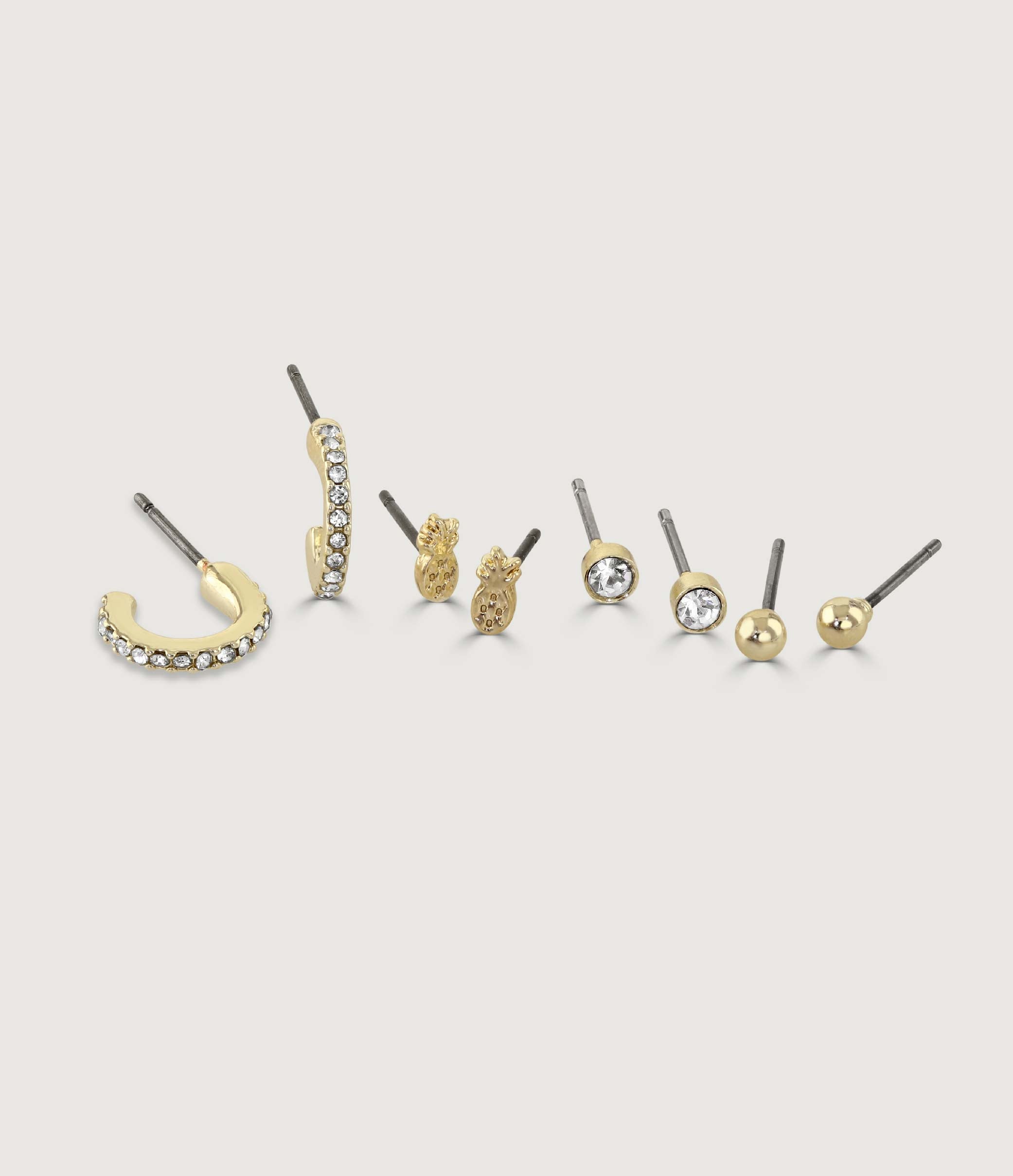 IMITATION RHODIUM PLATED EARRINGS SET OF FOUR