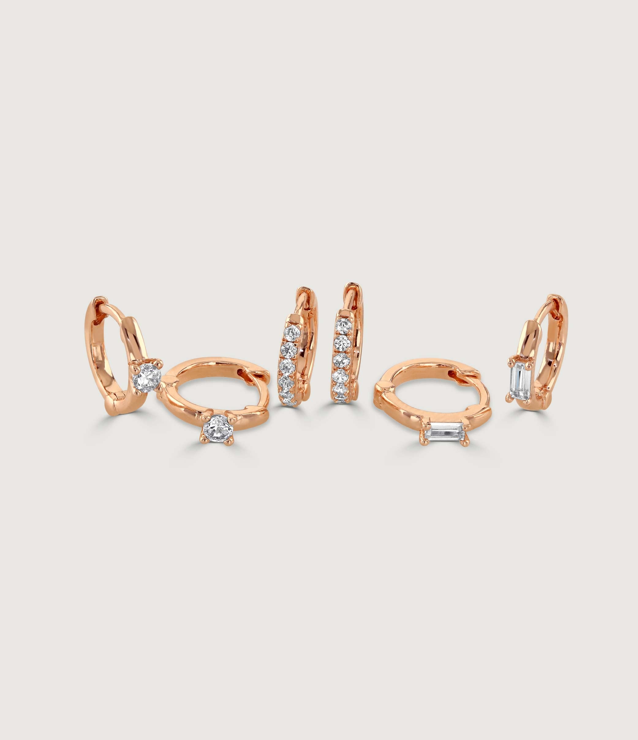 CRYSTAL HUGGIE EARRING SET OF THREE