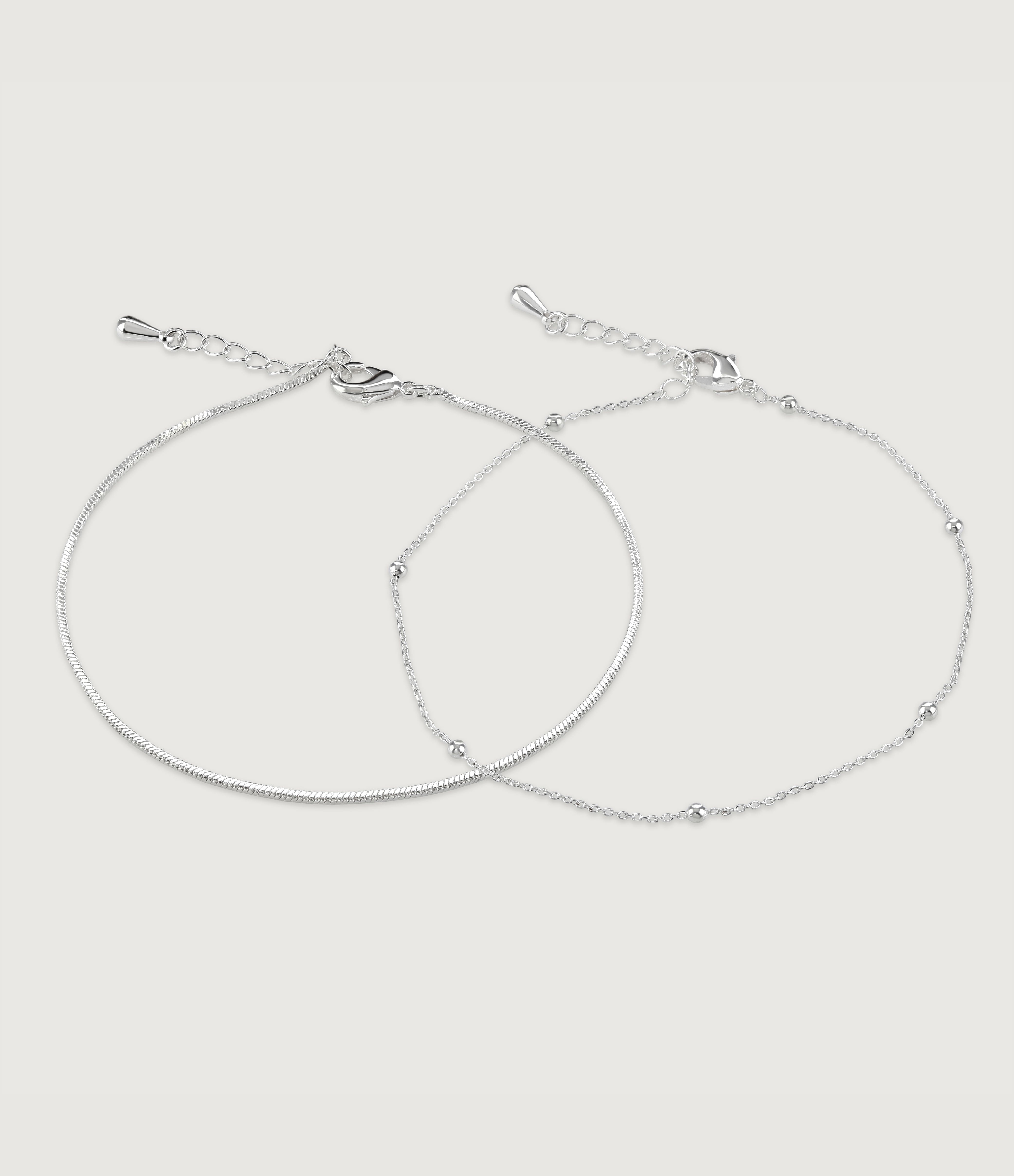 SET OF TWO SILVER CHAIN BRACELET