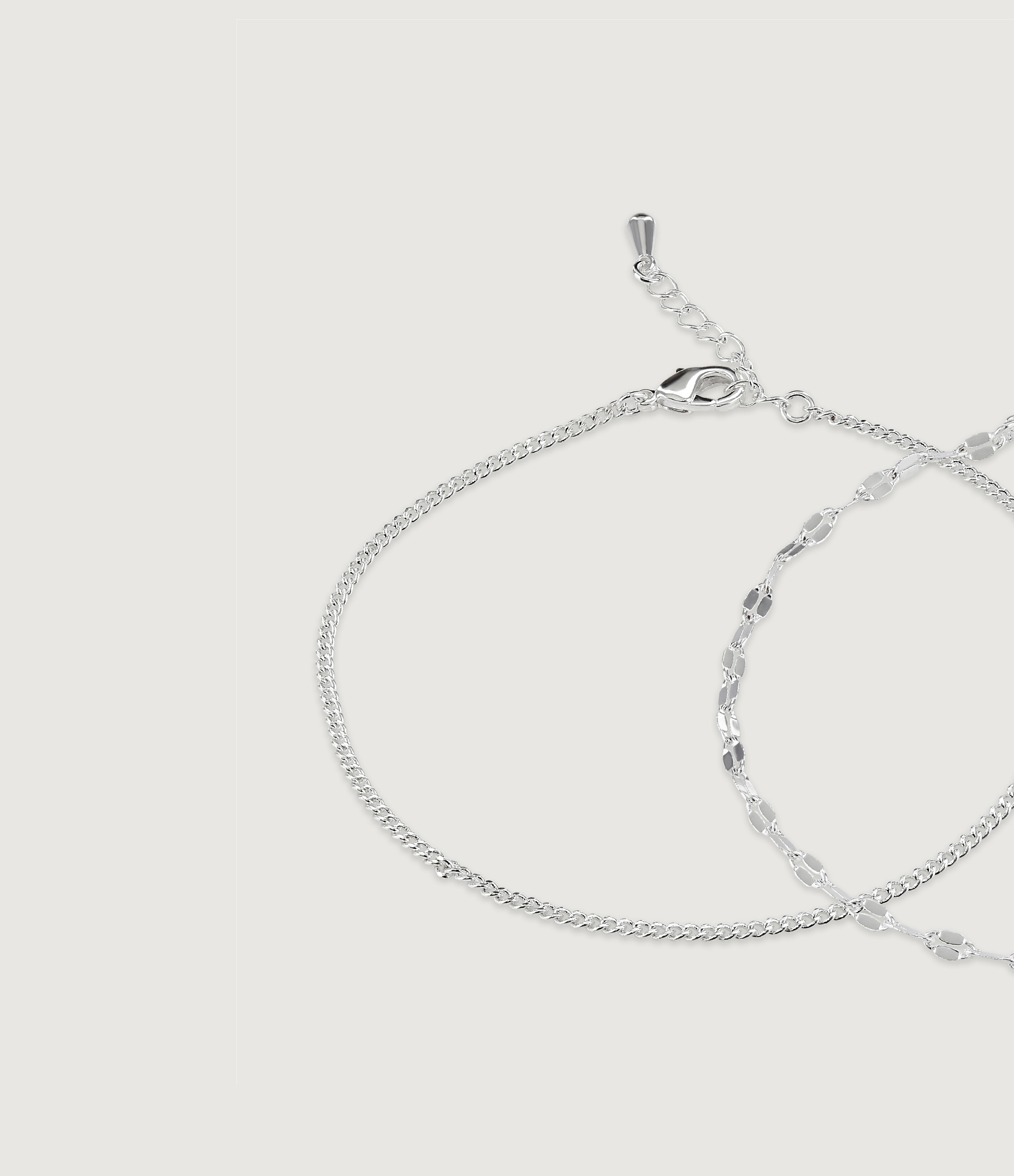 SET OF TWO SILVER CHAIN BRACELET