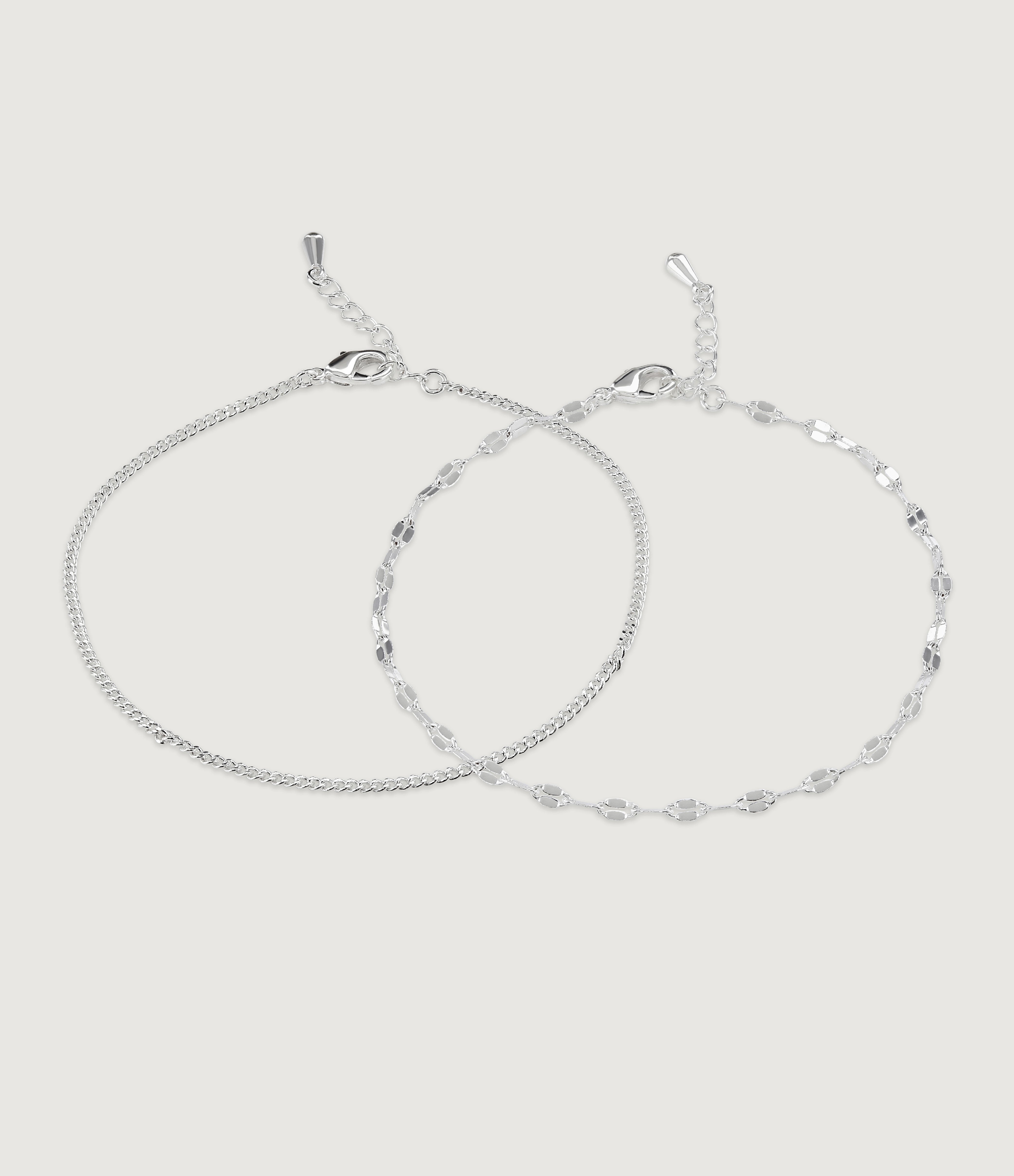 SET OF TWO SILVER CHAIN BRACELET