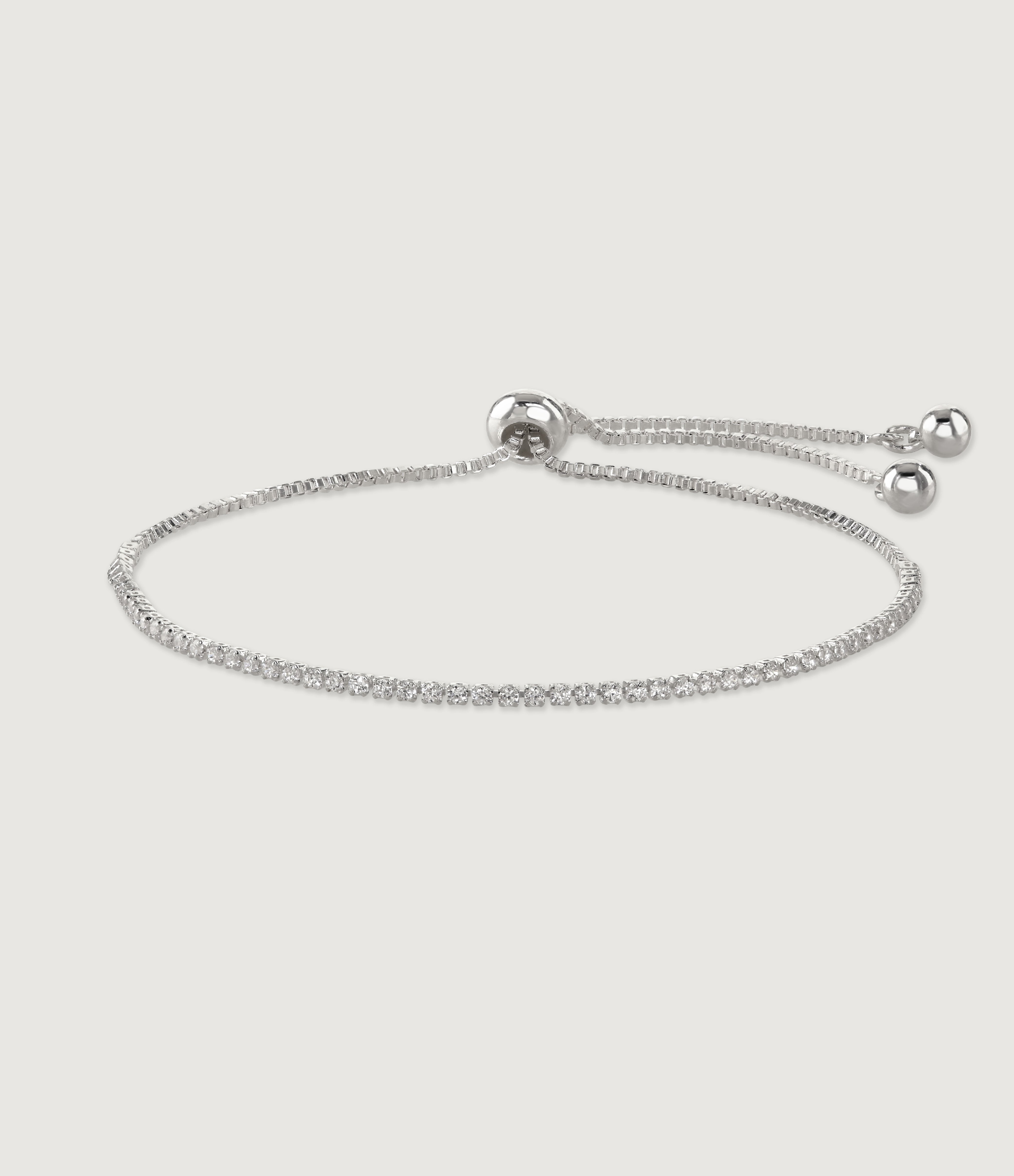 Crystal Line and Box Chain Friendship Bracelet