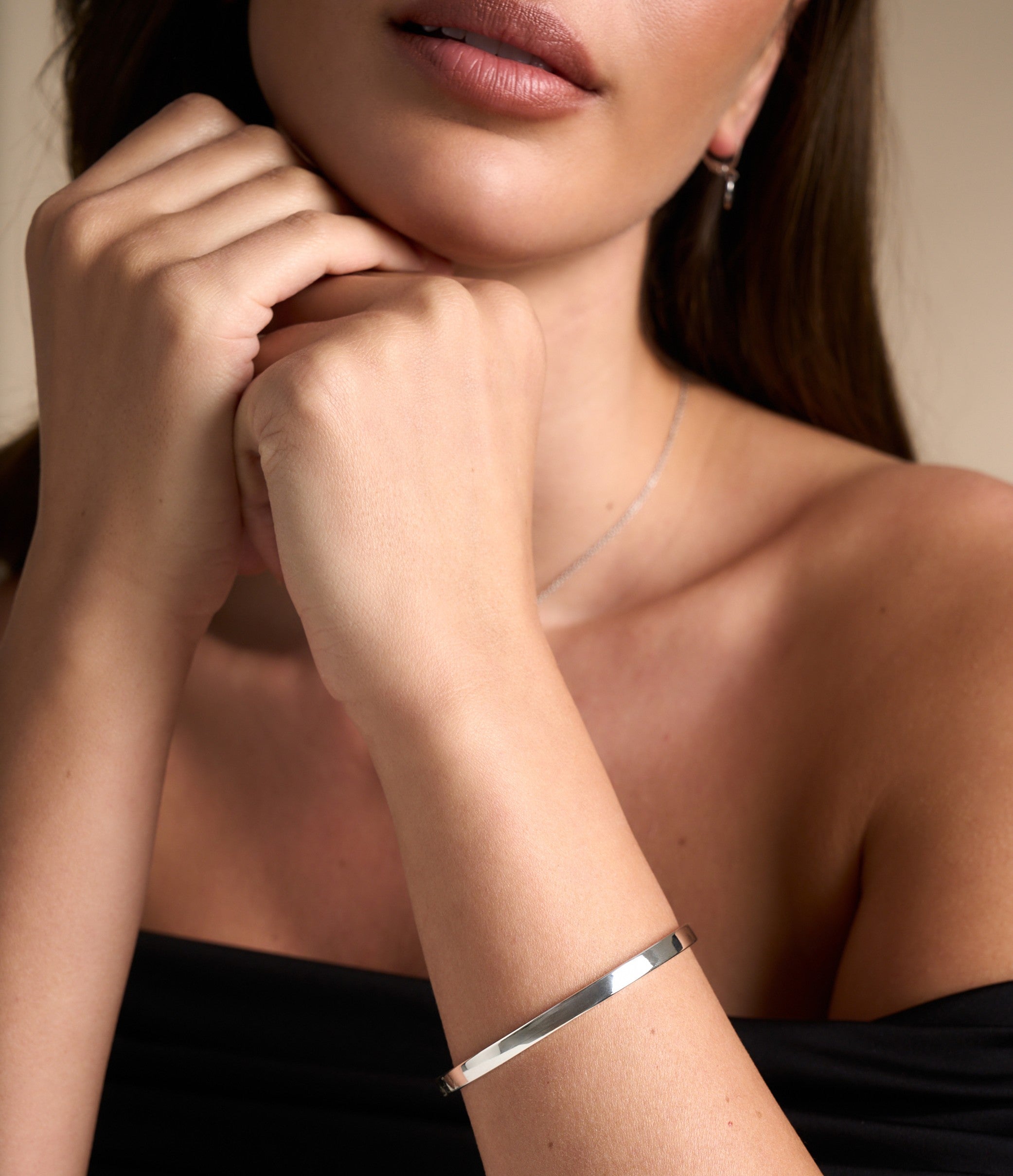 SILVER ADJUSTABLE BANGLE BAR BRACELET