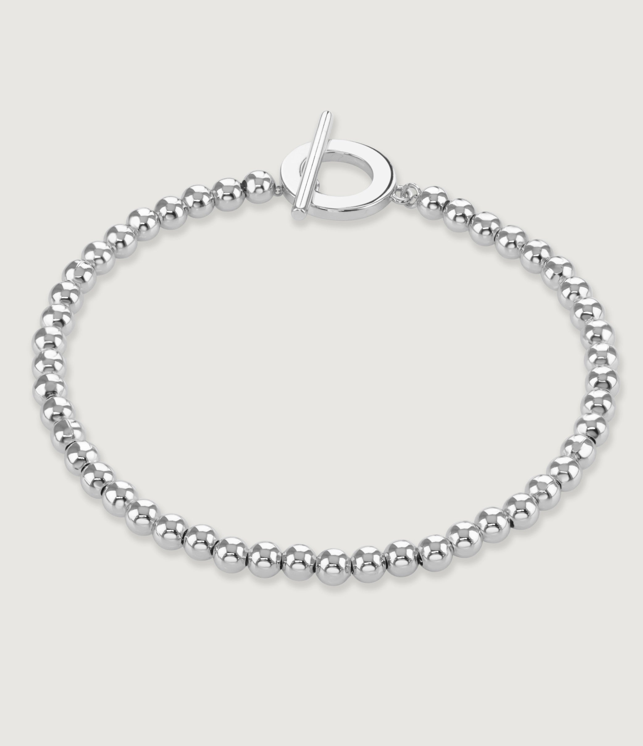 SILVER T-BAR BEADED BRACELET