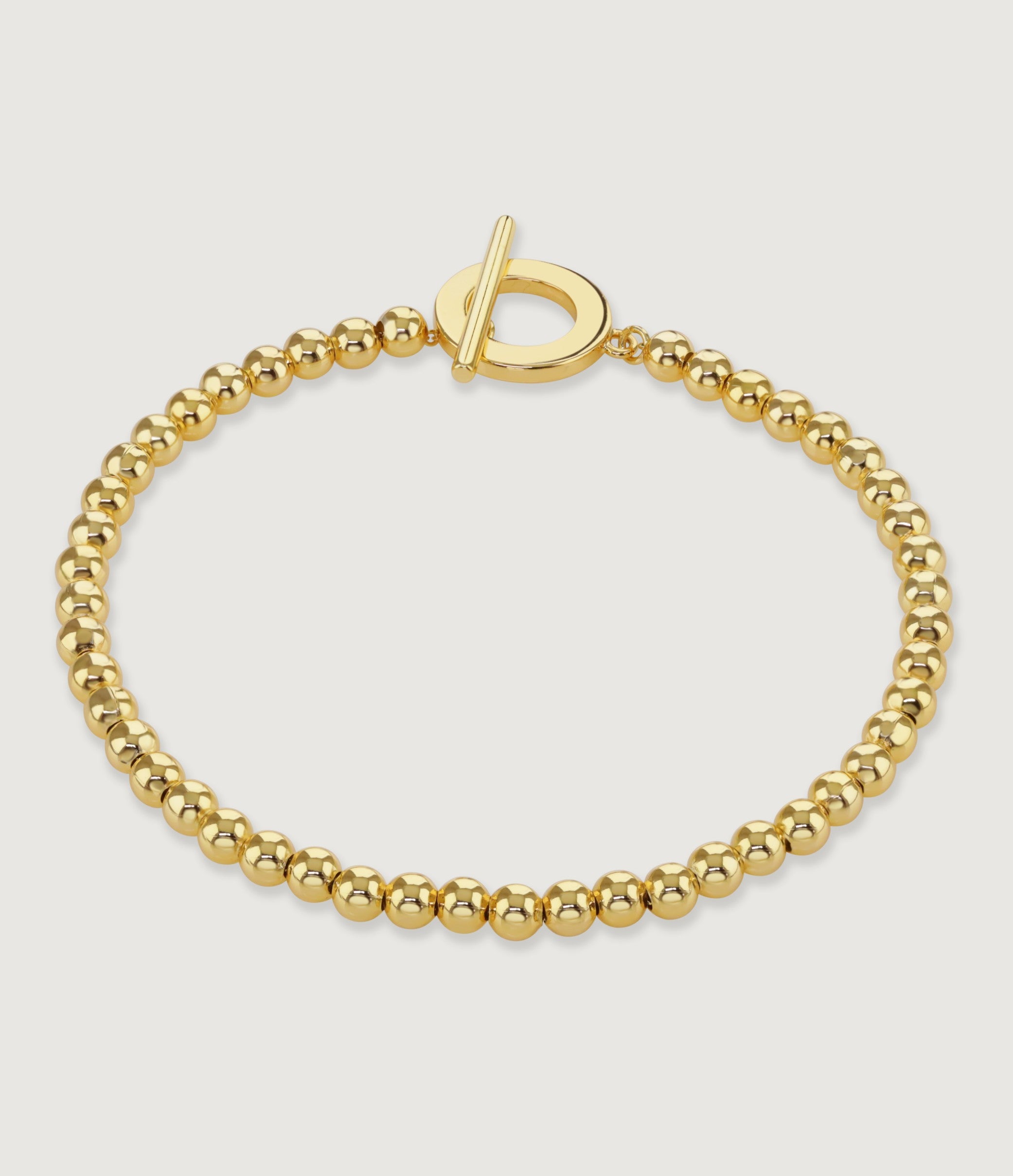 GOLD T-BAR BEADED BRACELET