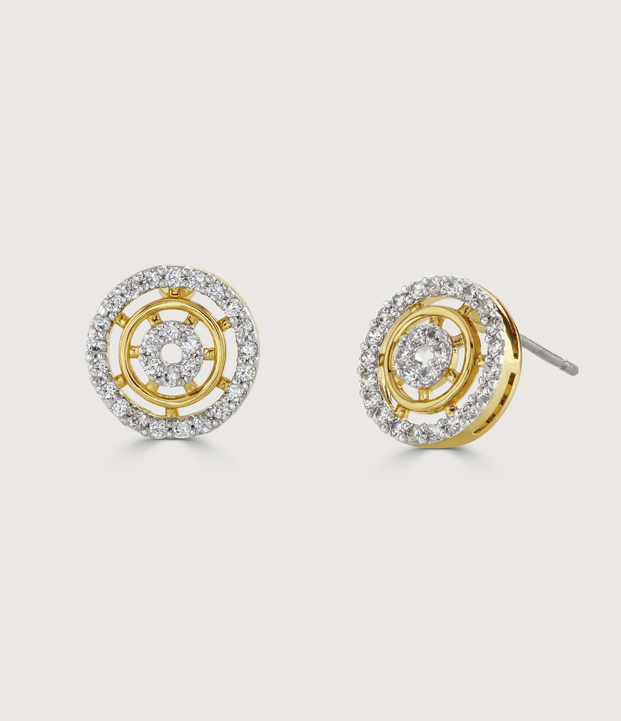 TWO-TONE PAVE HALO STUD EARRINGS