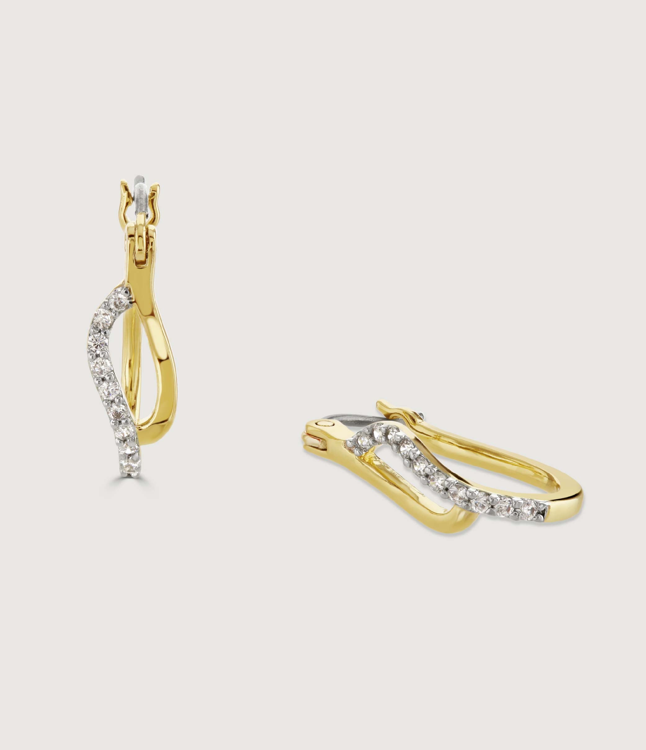 TWO-TONE PAVE AND POLISHED TIDE EARRINGS