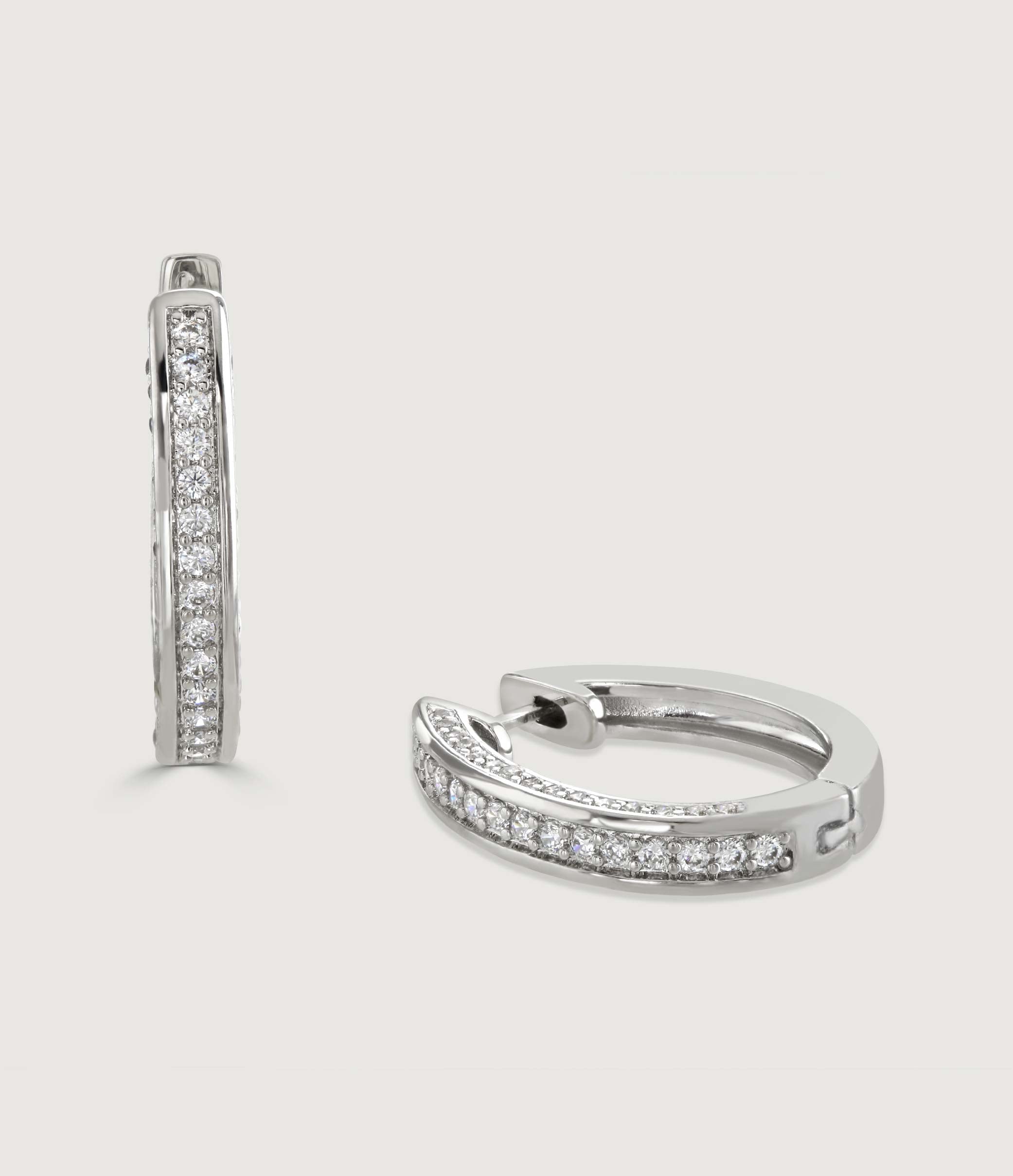 RHODIUM PAVE AND POLISHED HOOP