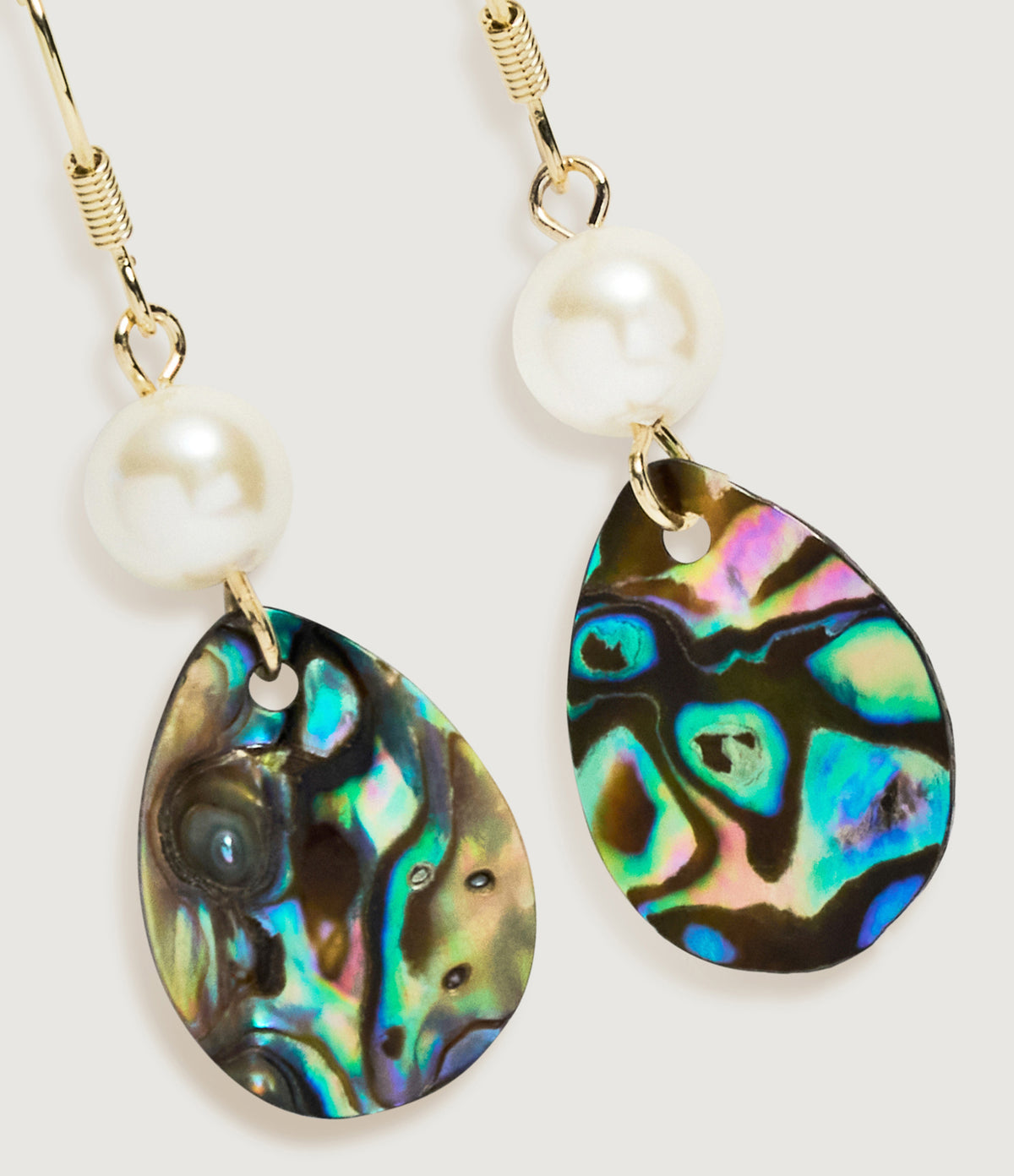 Pearl & Abalone Teardrop Earrings