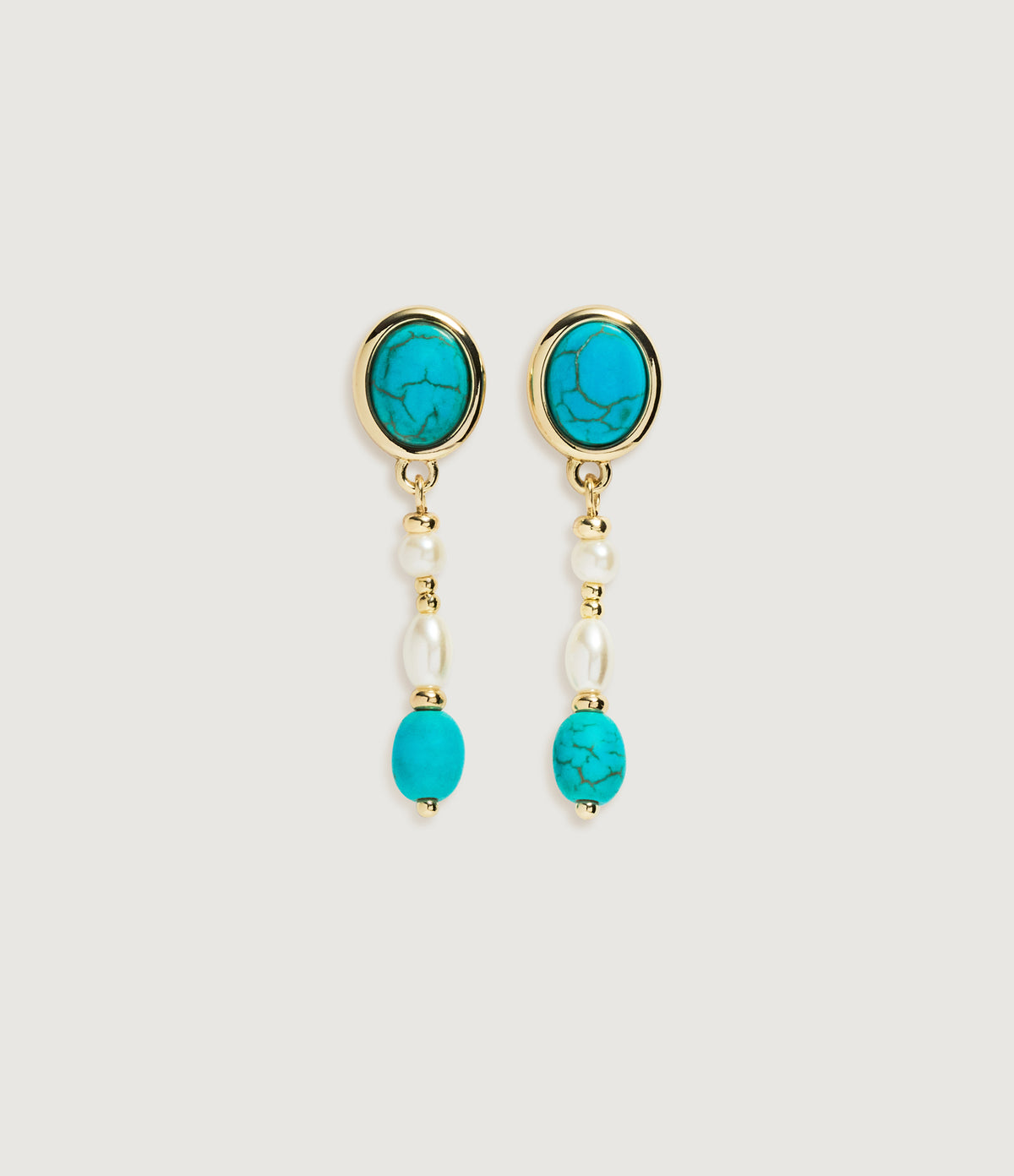 Turquoise & Pearl Drop Earrings