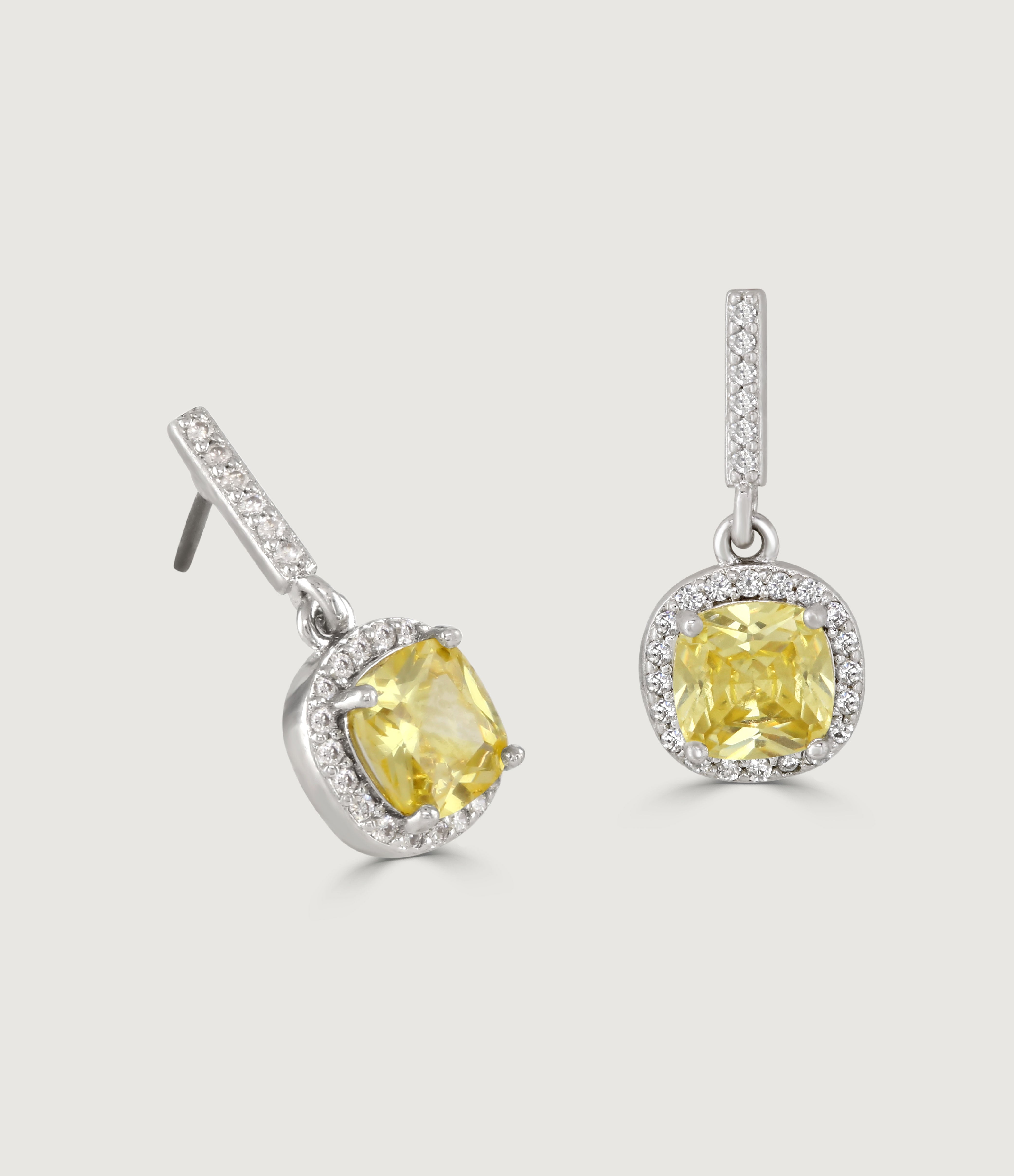 THE CARAT COLLECTION - CLEAR CUSHION DROP EARRINGS