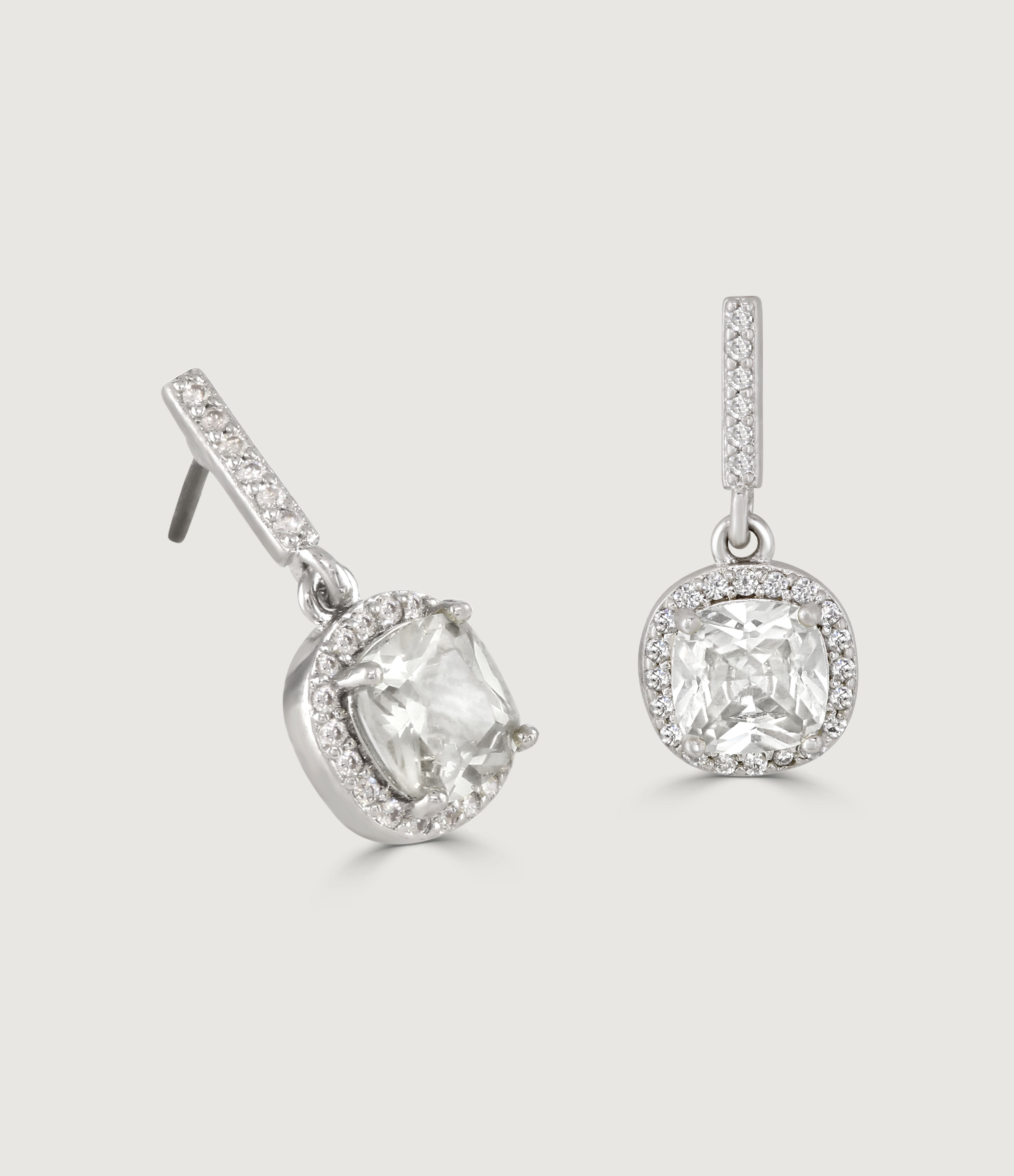 THE CARAT COLLECTION - CLEAR CUSHION DROP EARRINGS