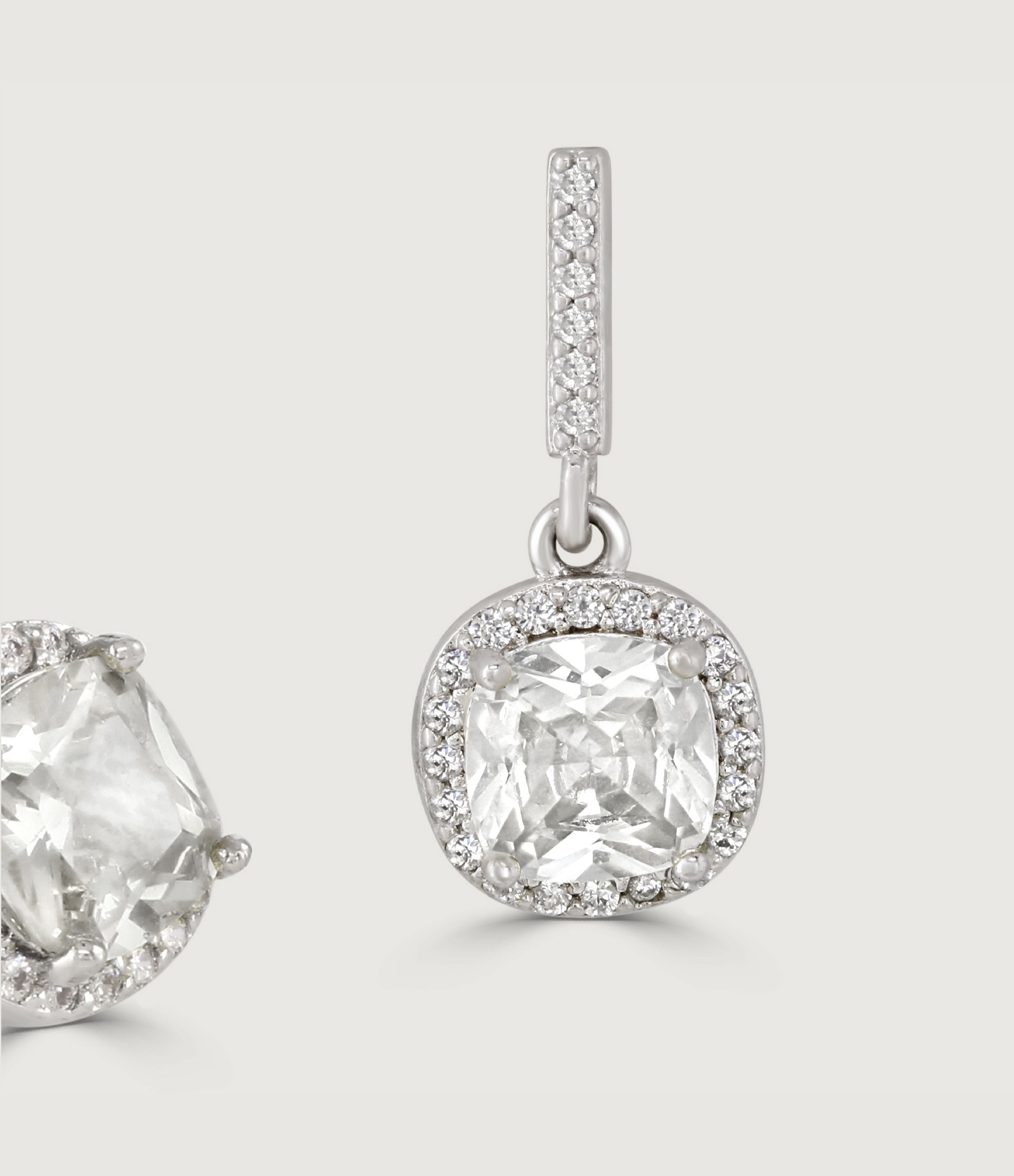 THE CARAT COLLECTION - CLEAR CUSHION DROP EARRINGS