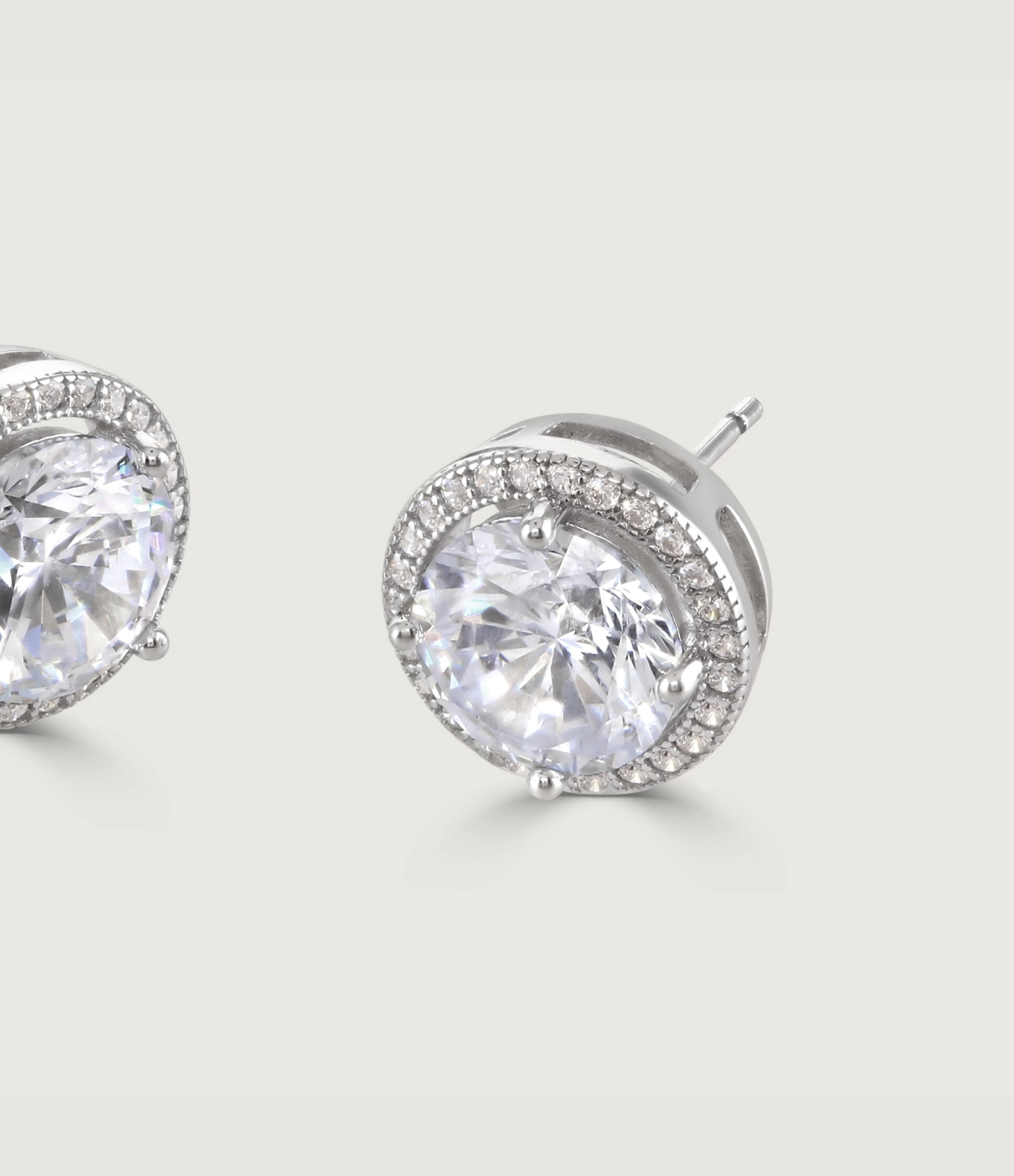Clear Halo Solitaire Earrings