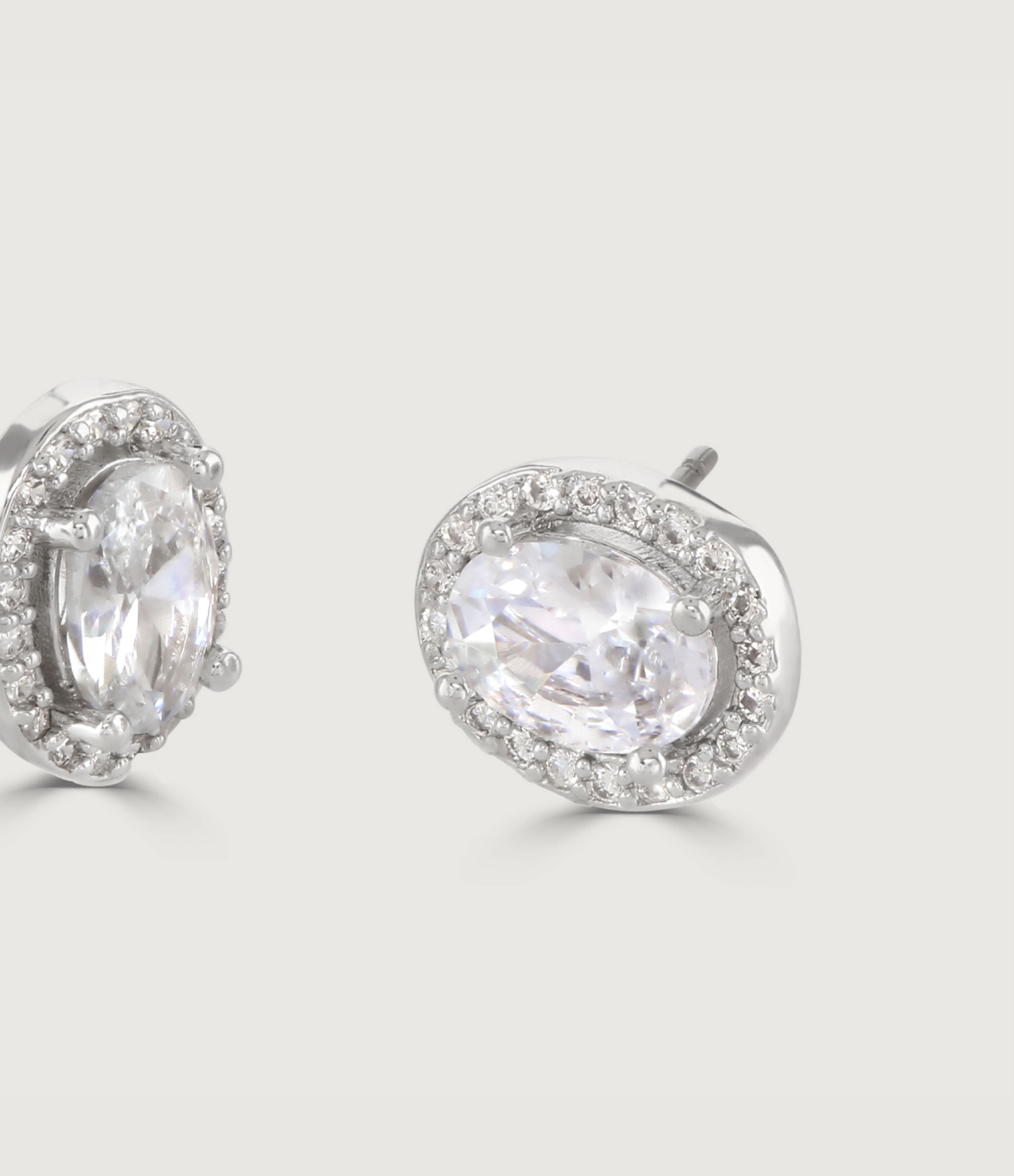 THE CARAT COLLECTION - CLEAR OVAL HALO EARRINGS