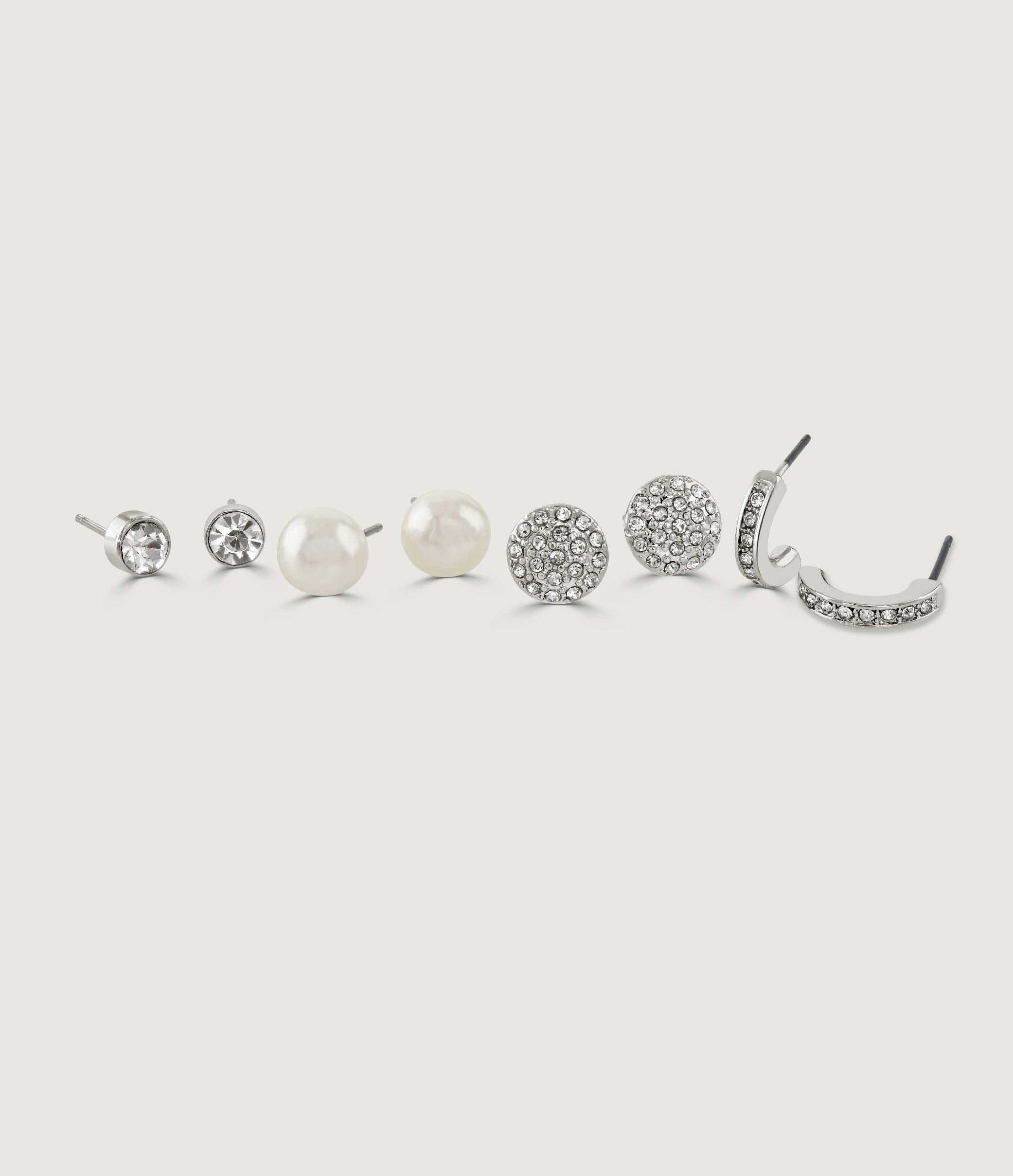 4PCS EARRING PACK- RHODIUM