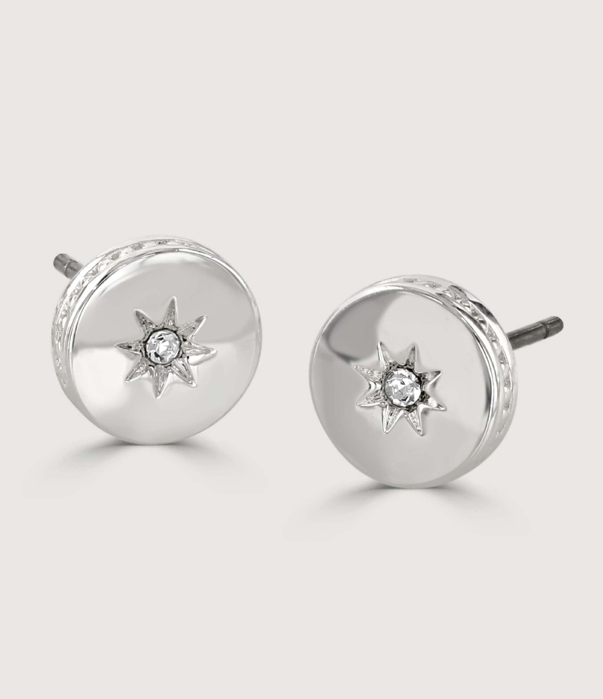 POLISHED SET OF TWO SILVER STUD EARRINGS