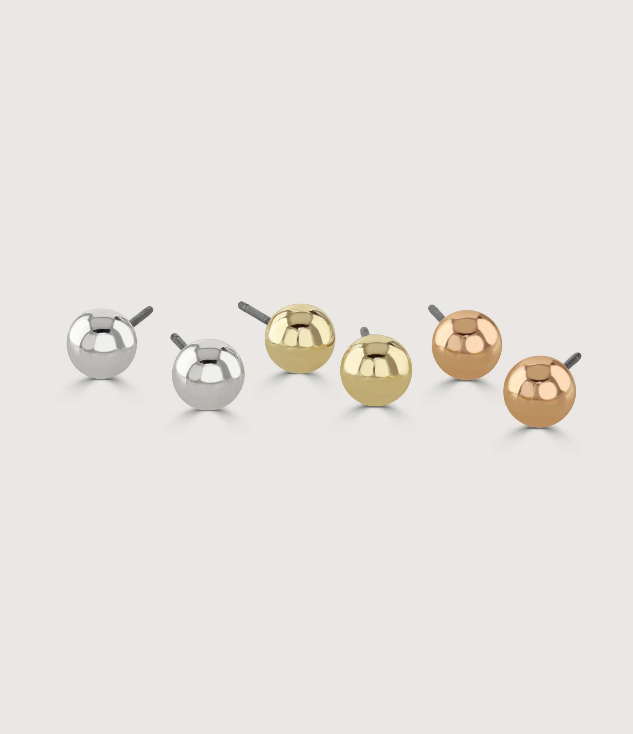 SET OF THREE  6MM POLISHED STUDS