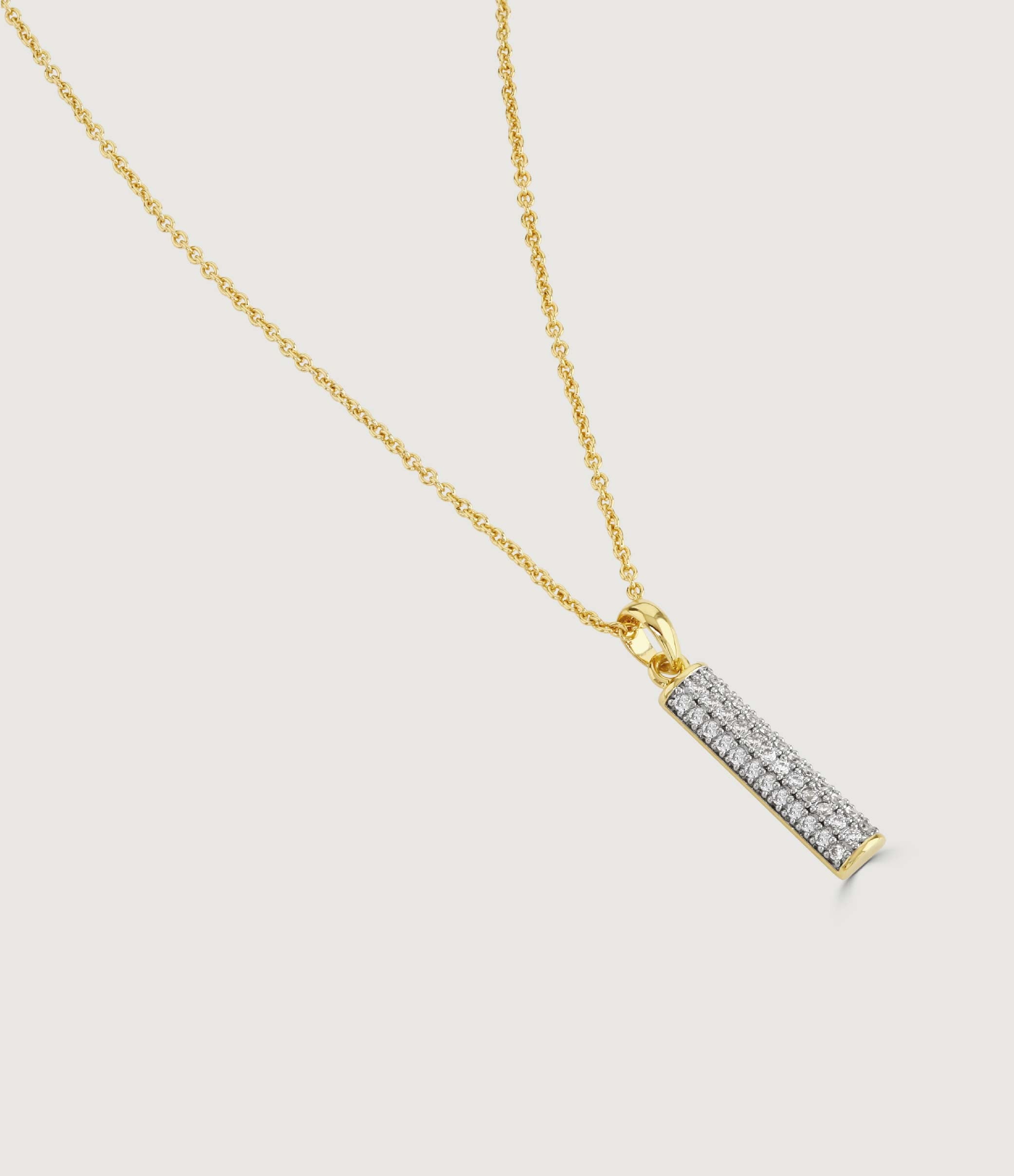 RHODIUM PAVE BAR NECKLACE