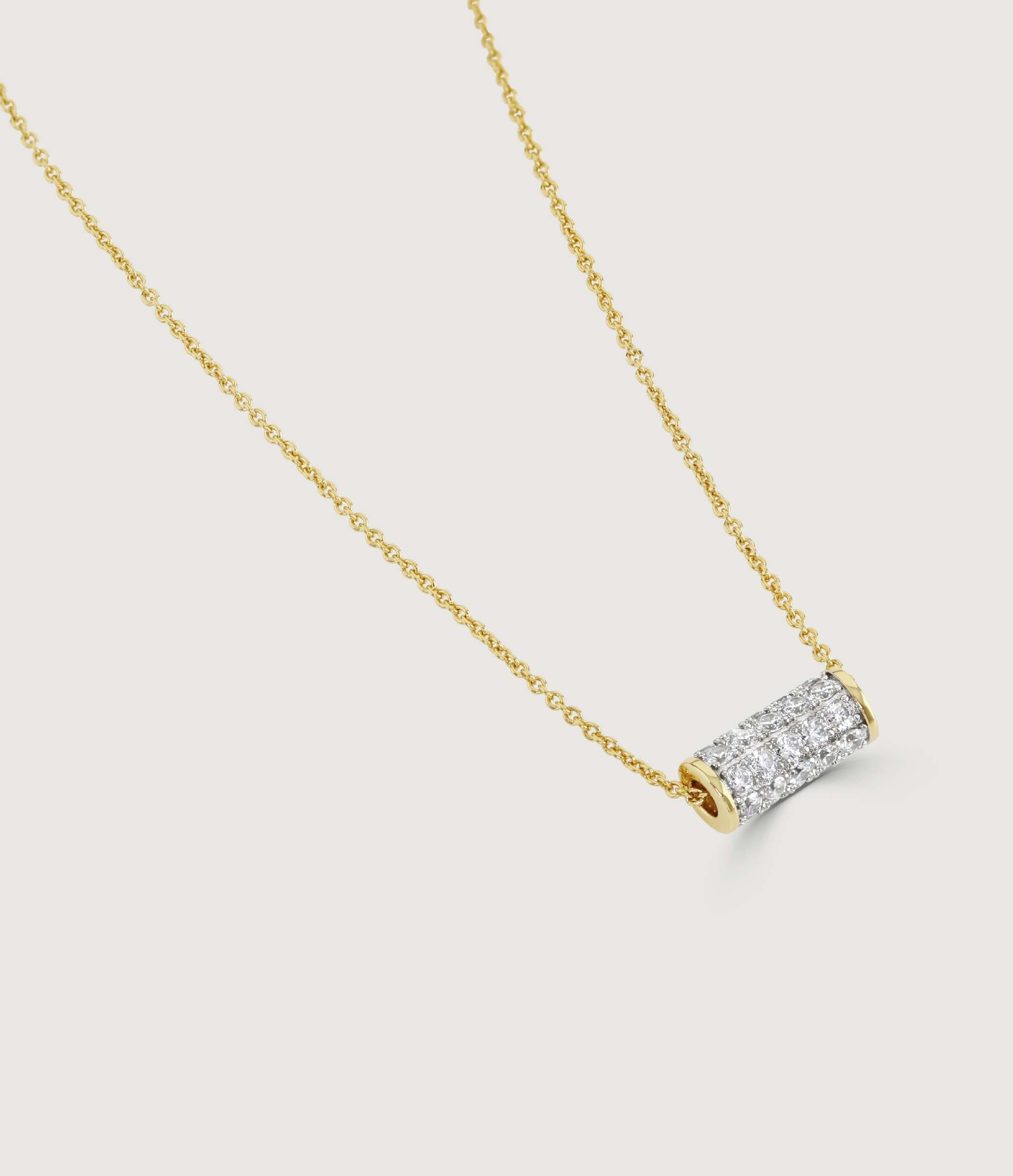 RHODIUM PAVE BARREL NECKLACE