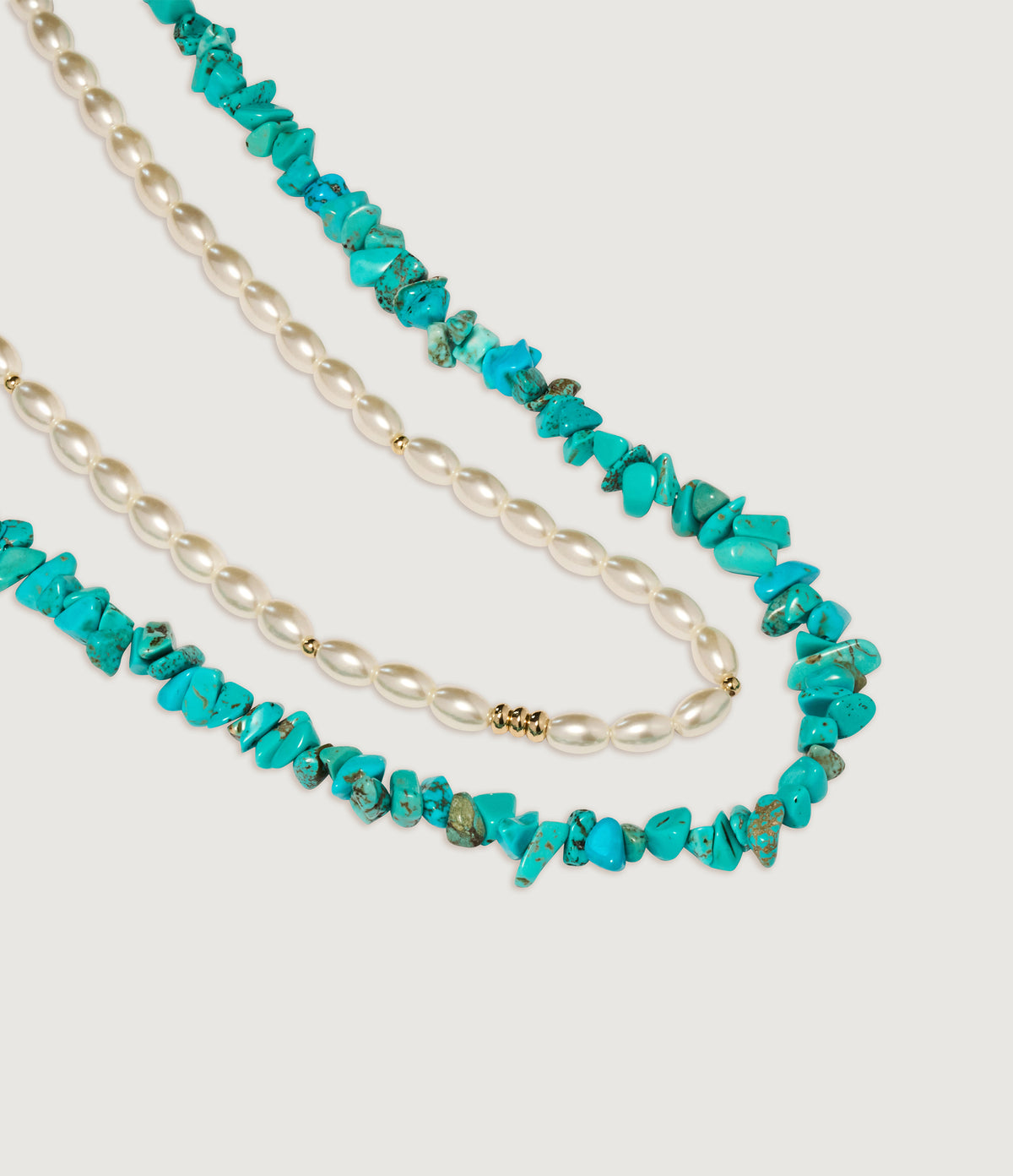 Turquoise & Pearl Layered Pendant Necklace