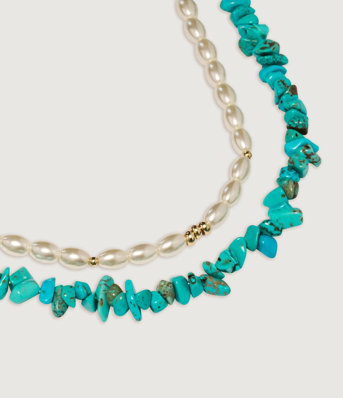 Turquoise & Pearl Layered Pendant Necklace