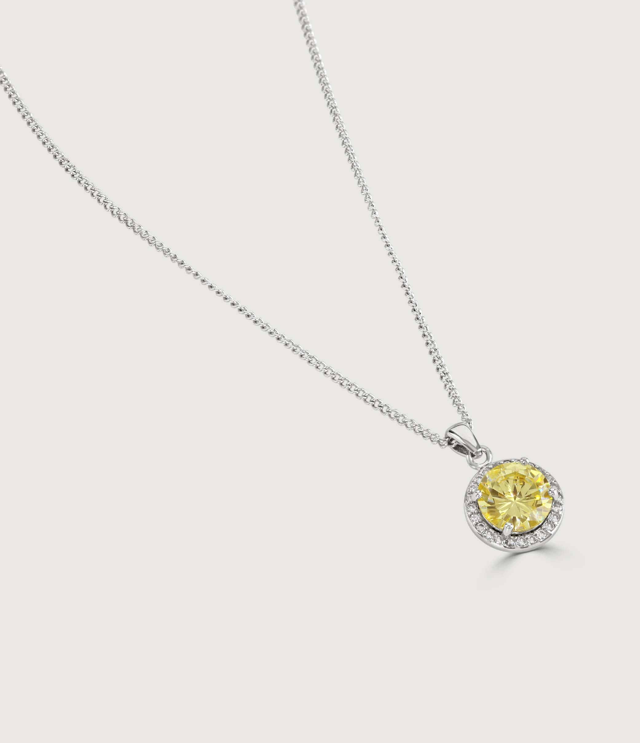 Canary Halo Solitaire Pendant