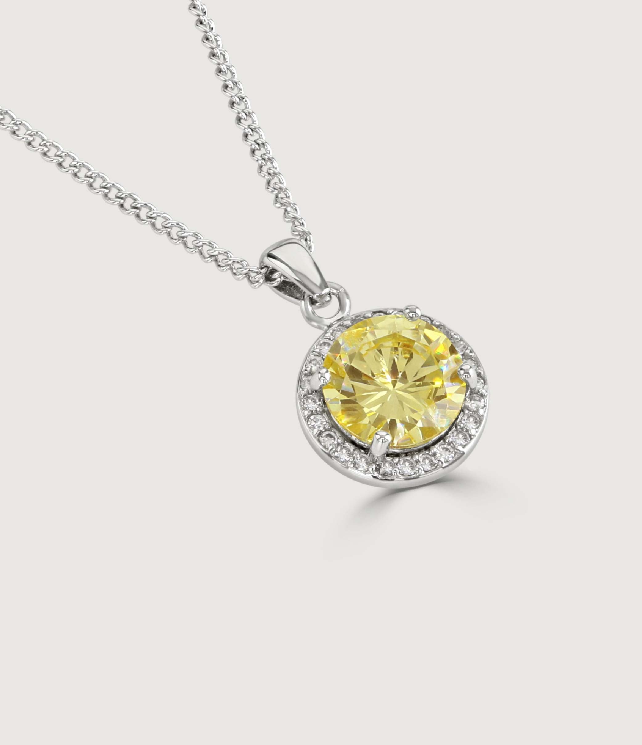 Canary Halo Solitaire Pendant