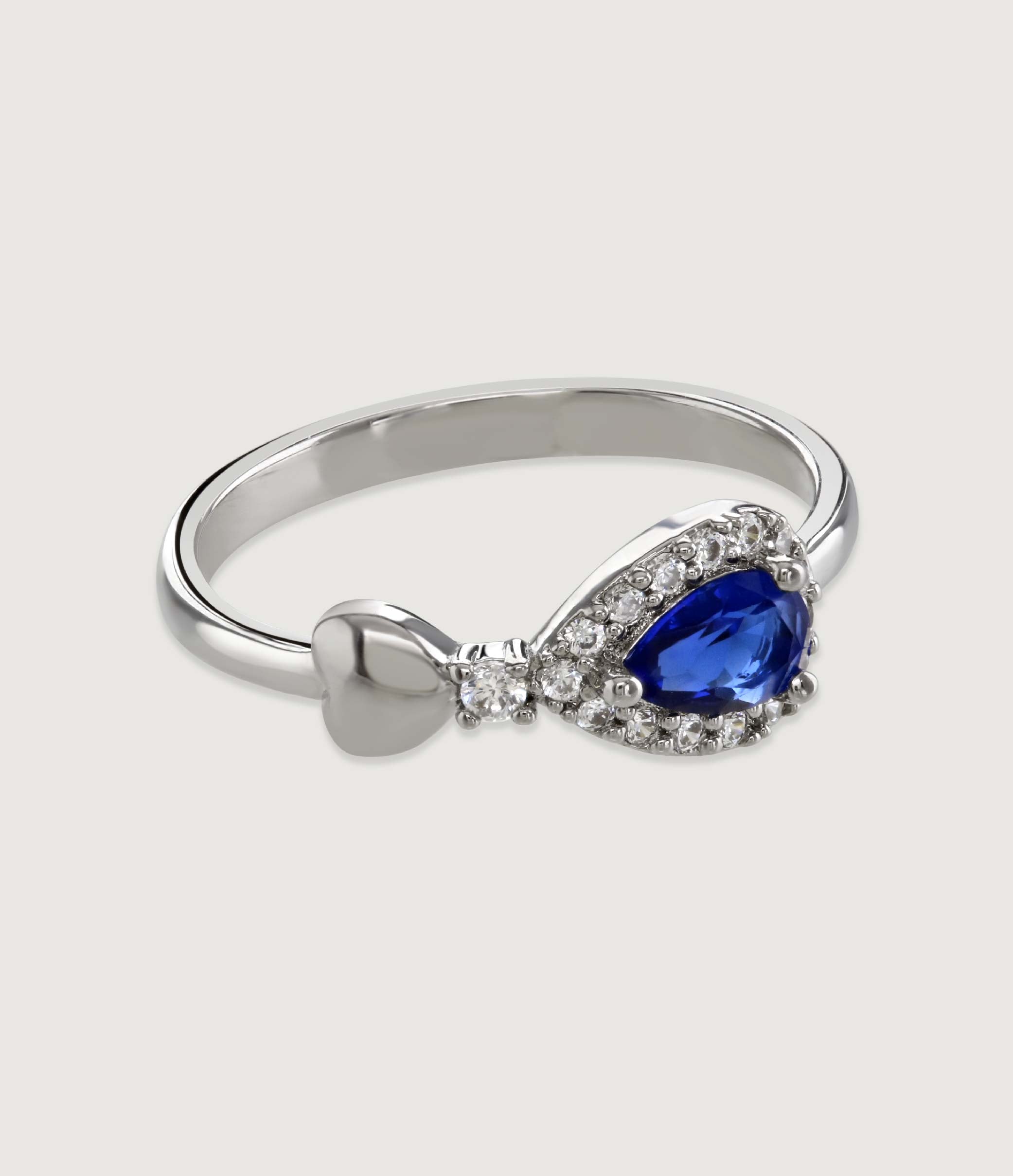 SAPPHIRE HEART PEAR-DROP RING