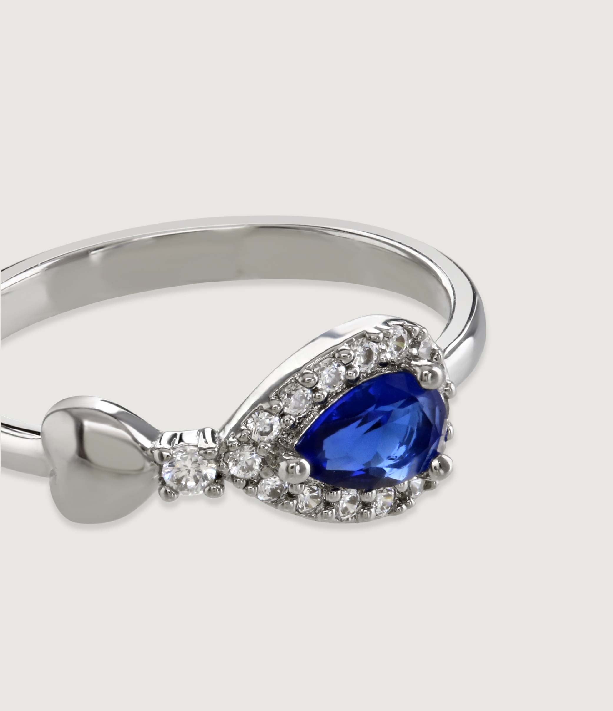 SAPPHIRE HEART PEAR-DROP RING