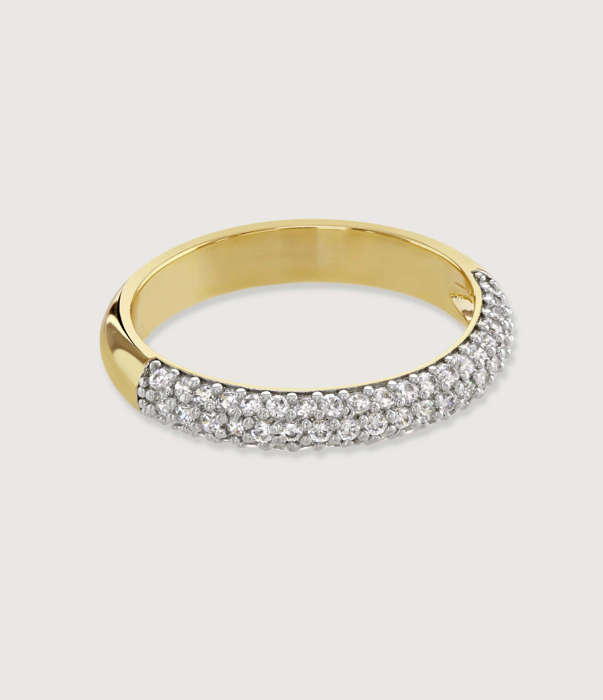 TWO-TONE PAVE CLUSTER RING