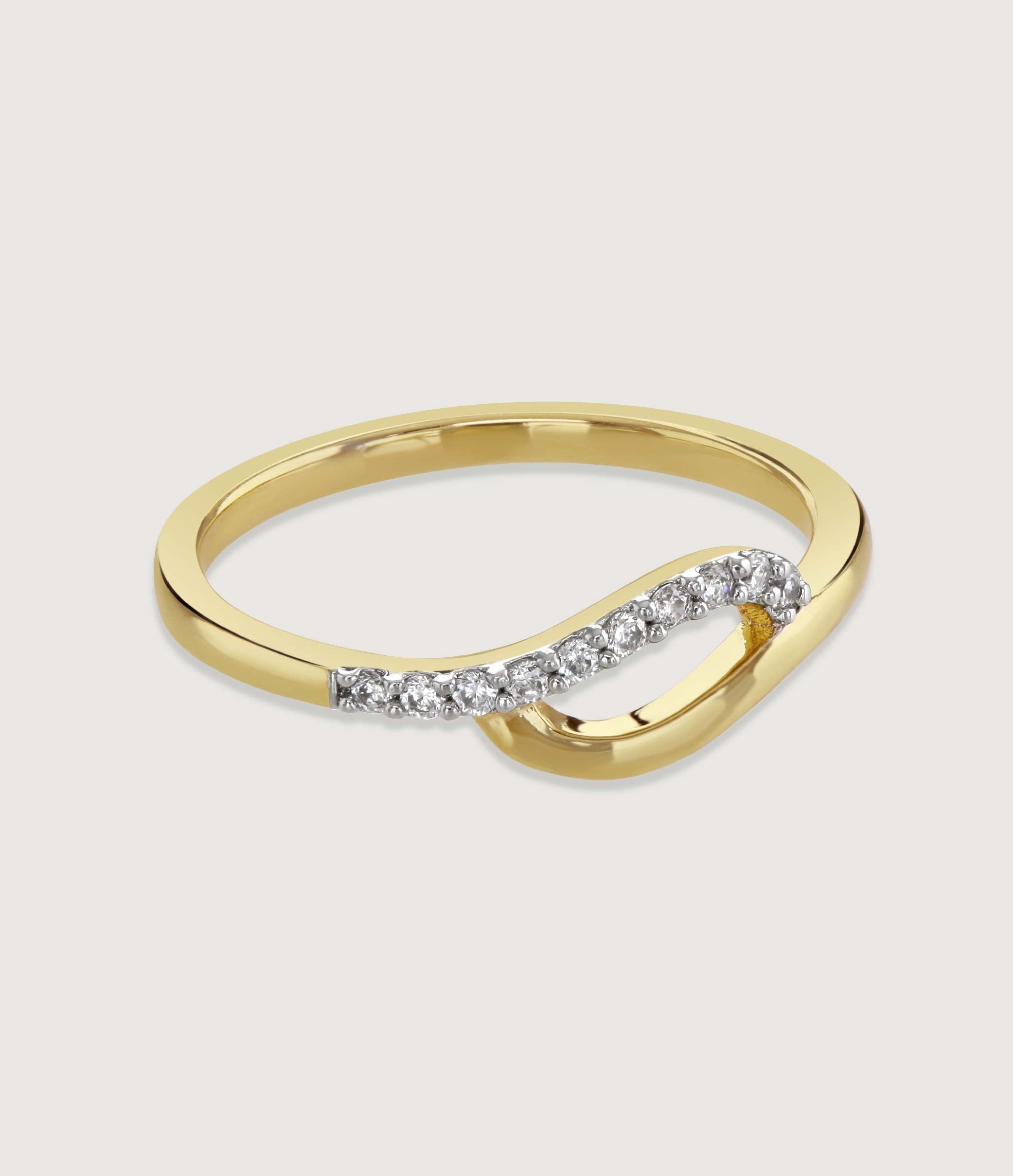 TWO-TONE PAVE AND POLISHED TIDE RING