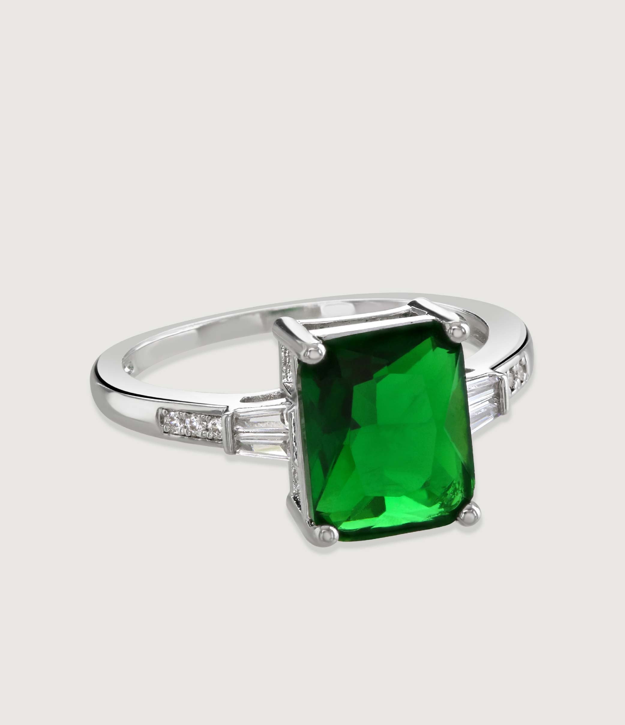 Emerald Baguette with Tapered Baguette Shoulder Ring