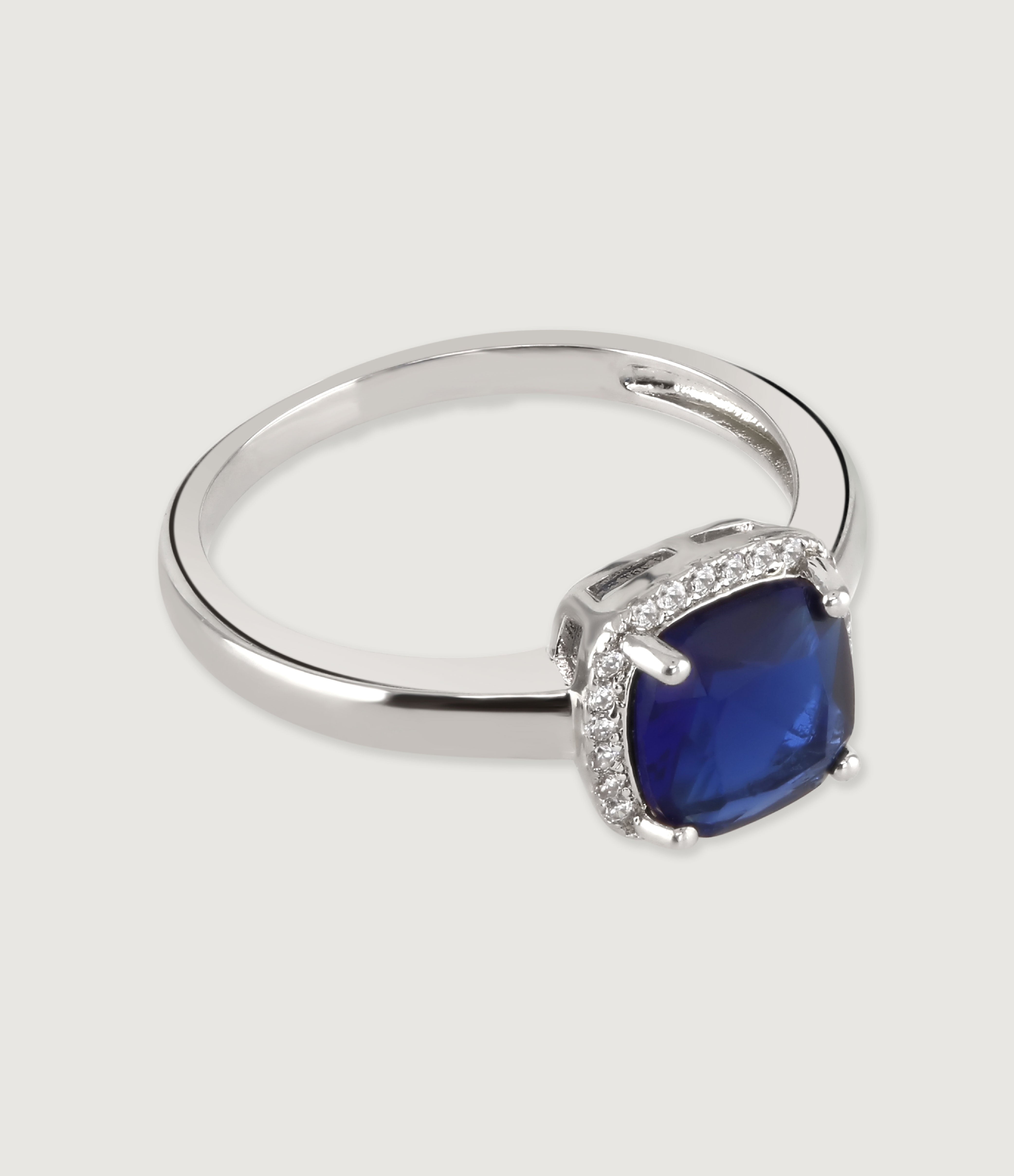 Sapphire Cushion Sparkle Ring