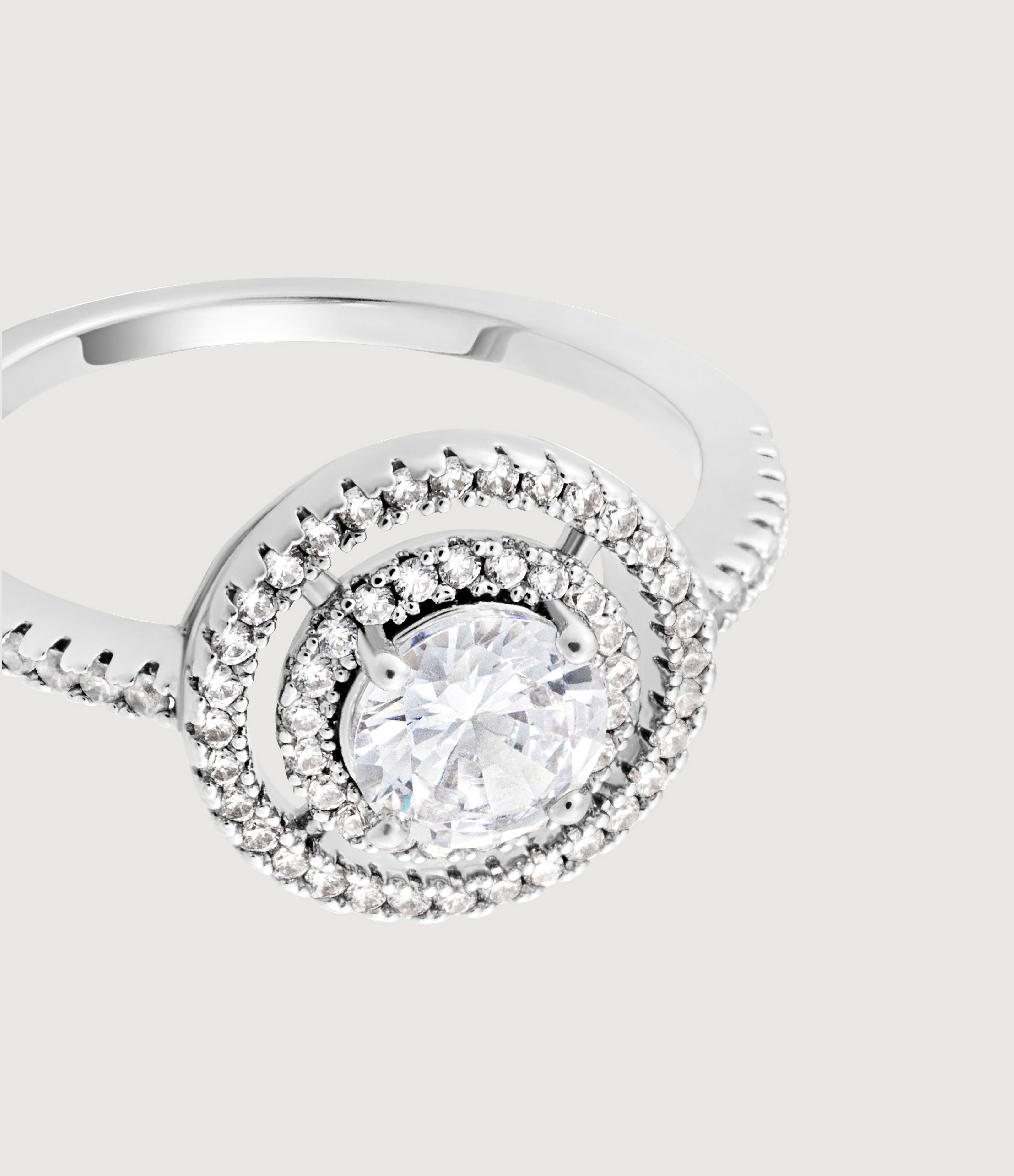 THE CARAT COLLECTION - CLEAR SOLITAIRE DOUBLE HALO RING
