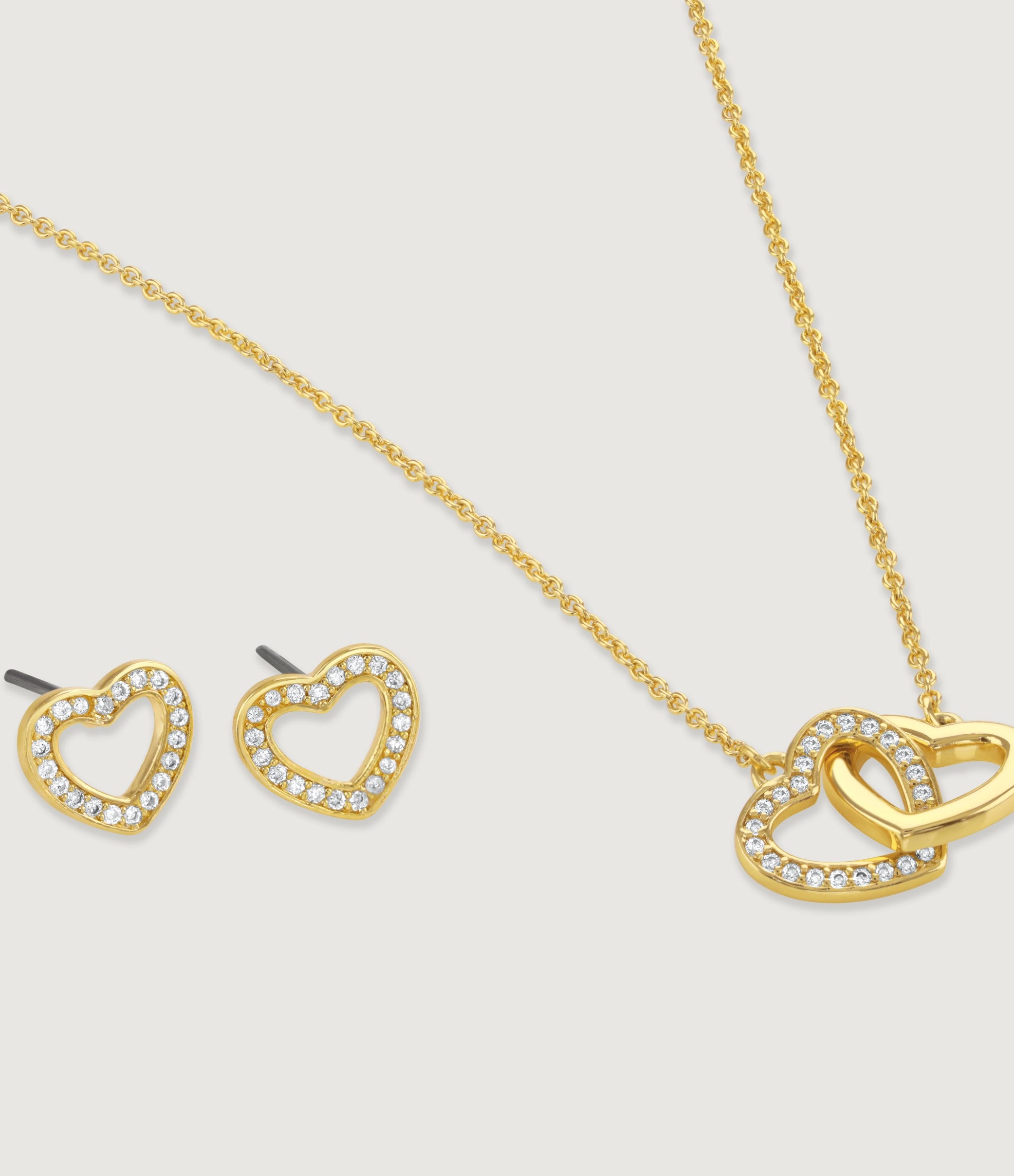 DOUBLE HEART PENDANT & EARRINGS SET