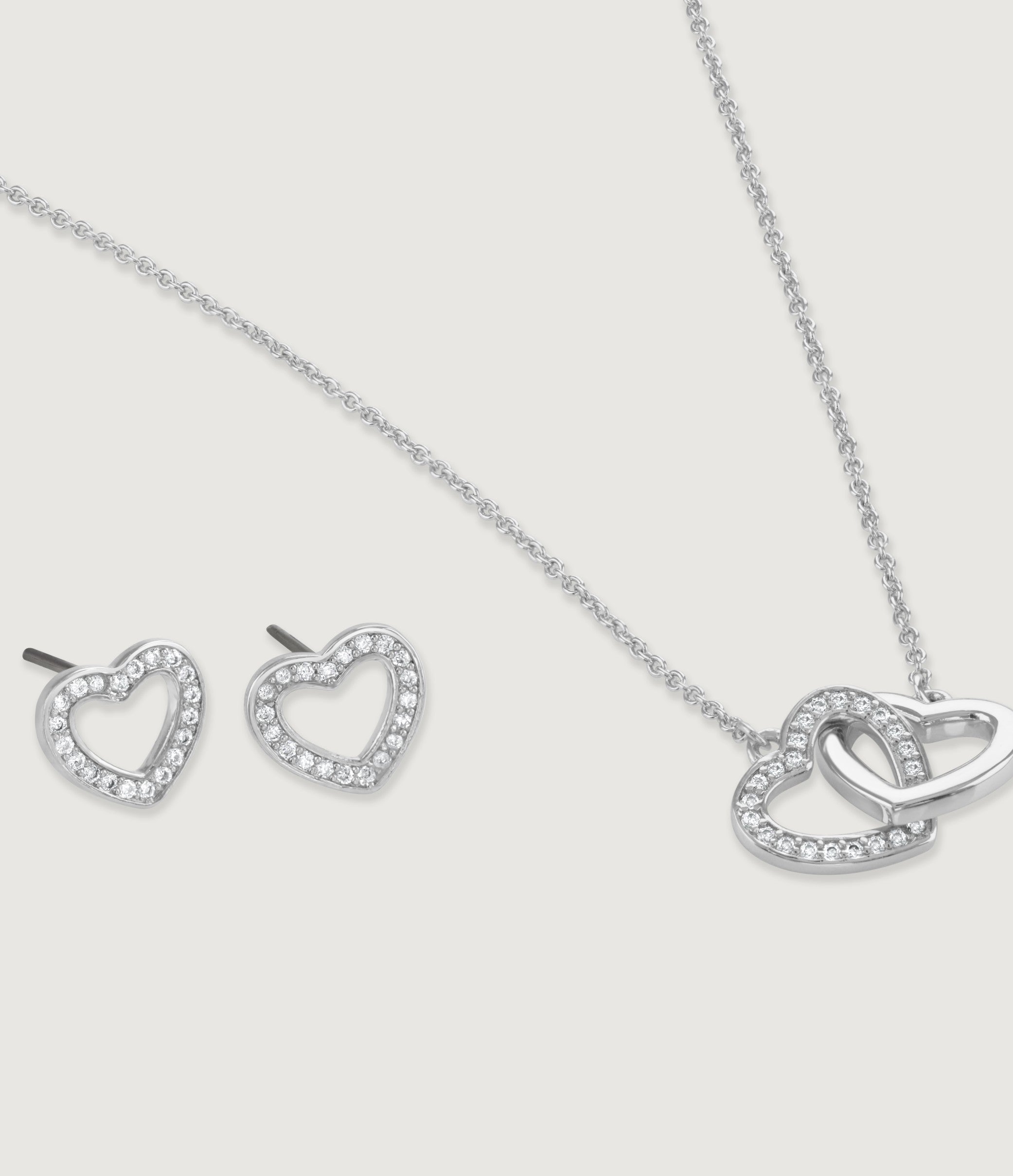 Pave Heart Pendant & Earrings Set